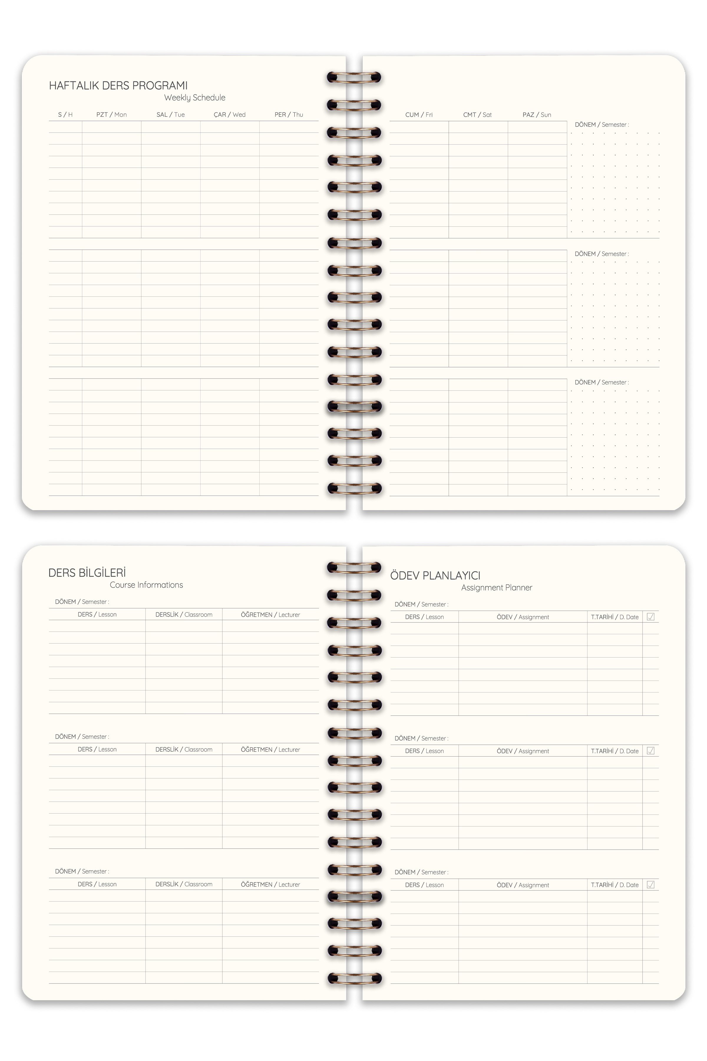 Matt Notebook 2026-2027 A5 Keten Akademik Ajanda Spiralli 15x21 cm - 17 Aylık Siyah
