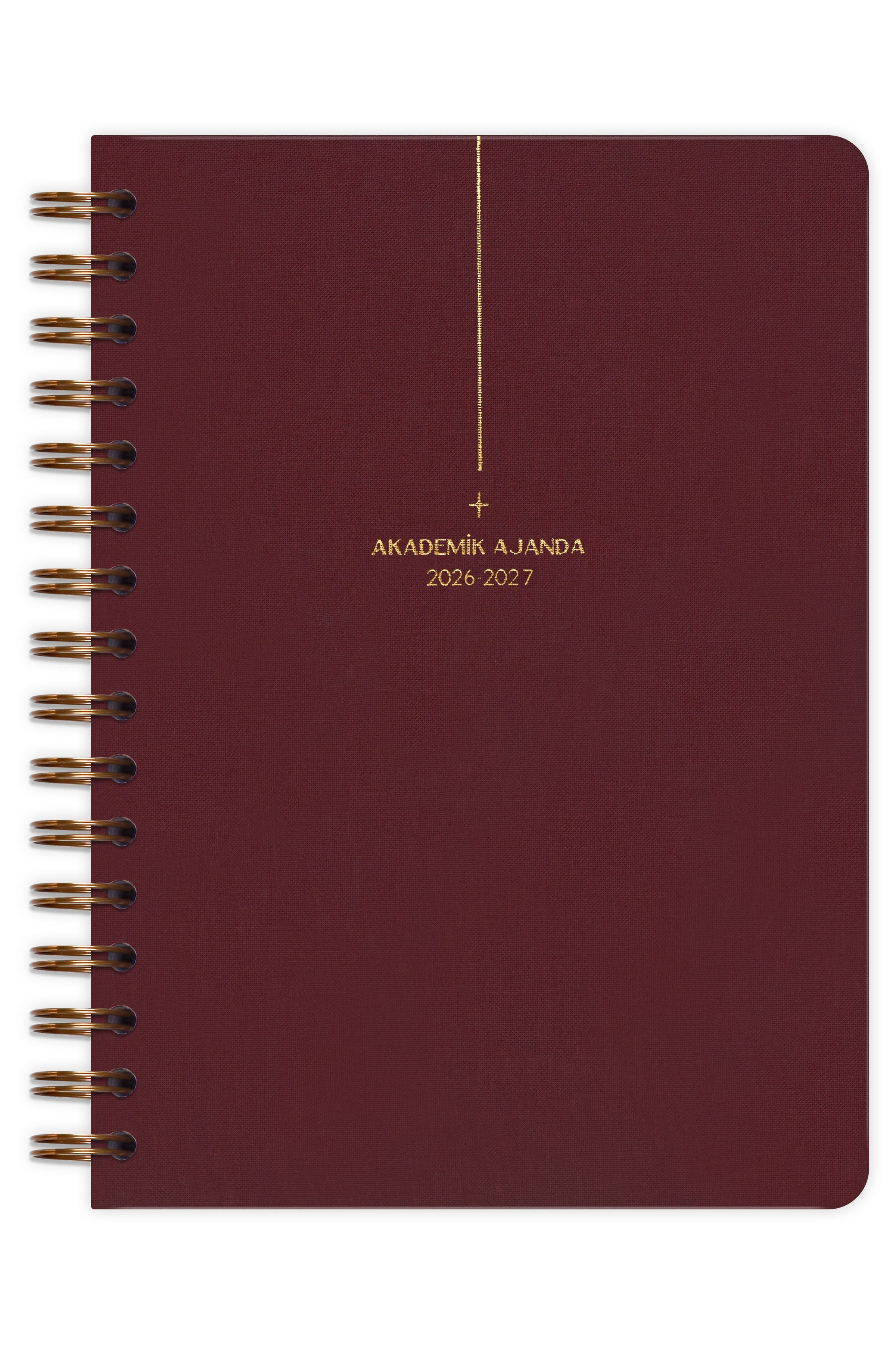 Matt Notebook 2026-2027 A5 Keten Akademik Ajanda Spiralli 15x21 cm - 17 Aylık Bordo
