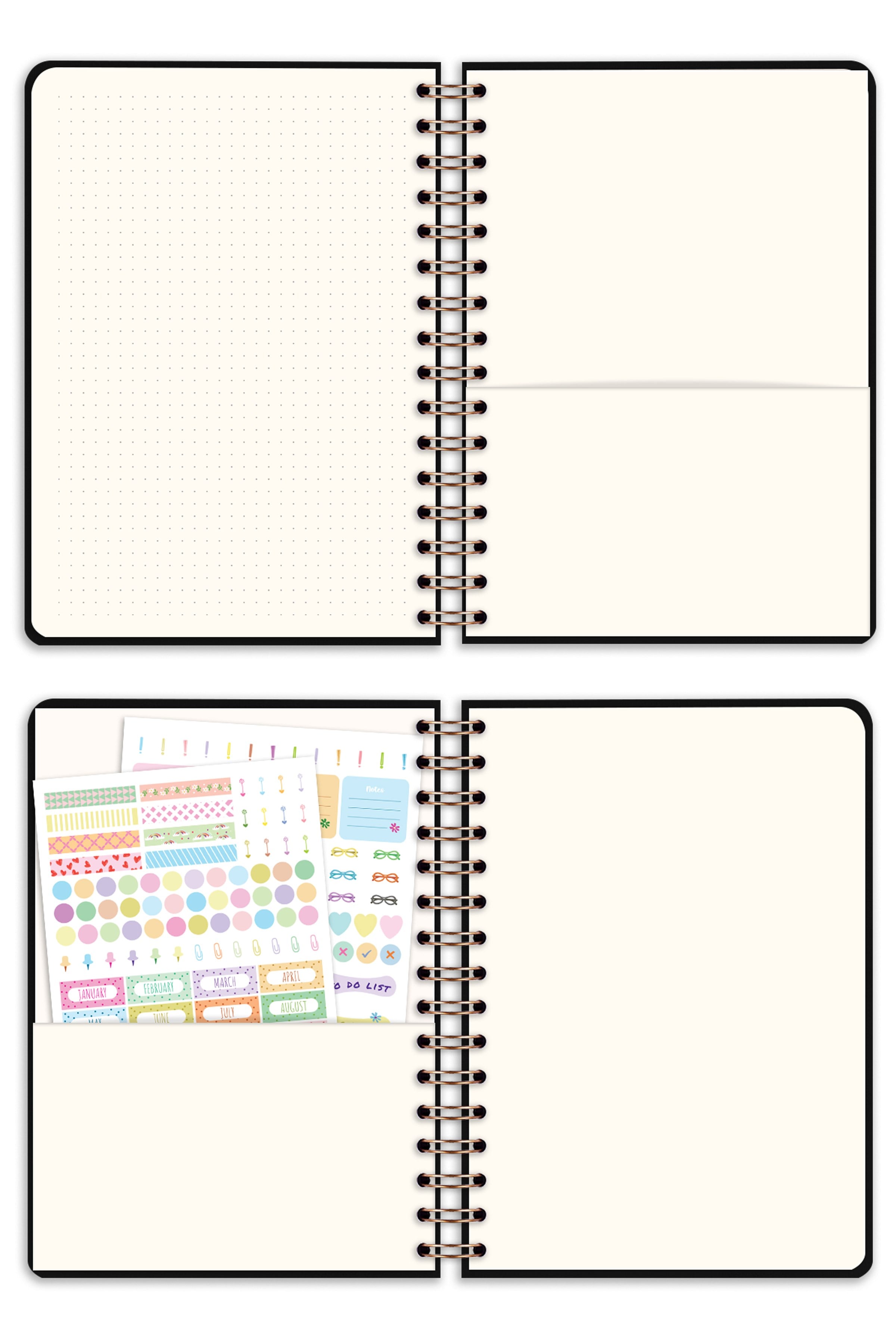 Matt Notebook 2026-2027 A5 Keten Akademik Ajanda Spiralli 15x21 cm - 17 Aylık Siyah