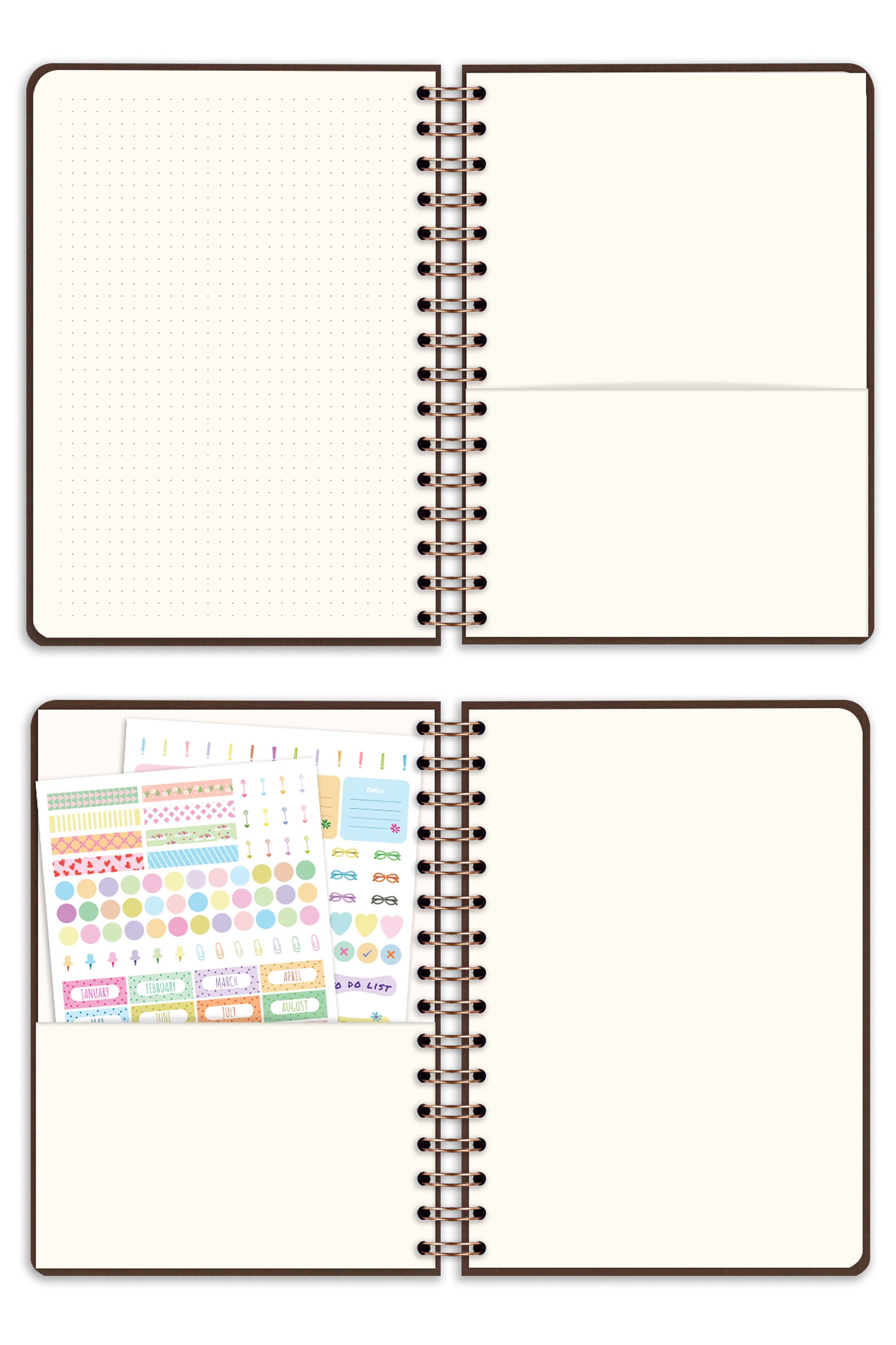 Matt Notebook 2026-2027 A5 Keten Akademik Ajanda Spiralli 15x21 cm - 17 Aylık Kahverengi