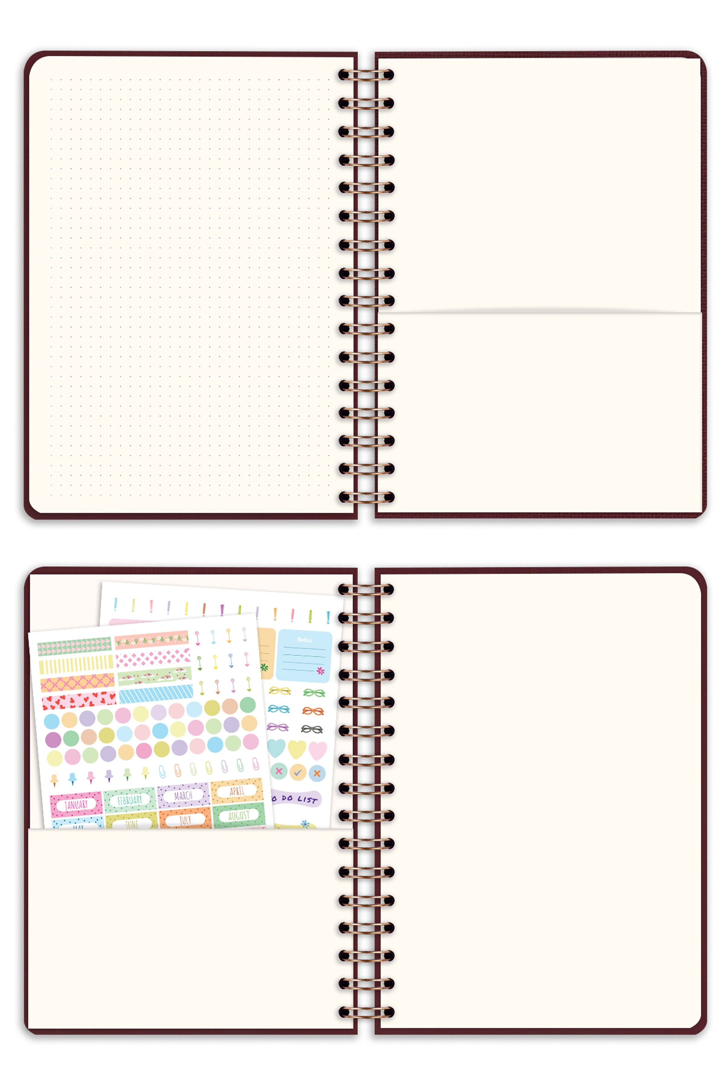 Matt Notebook 2026-2027 A5 Keten Akademik Ajanda Spiralli 15x21 cm - 17 Aylık Bordo