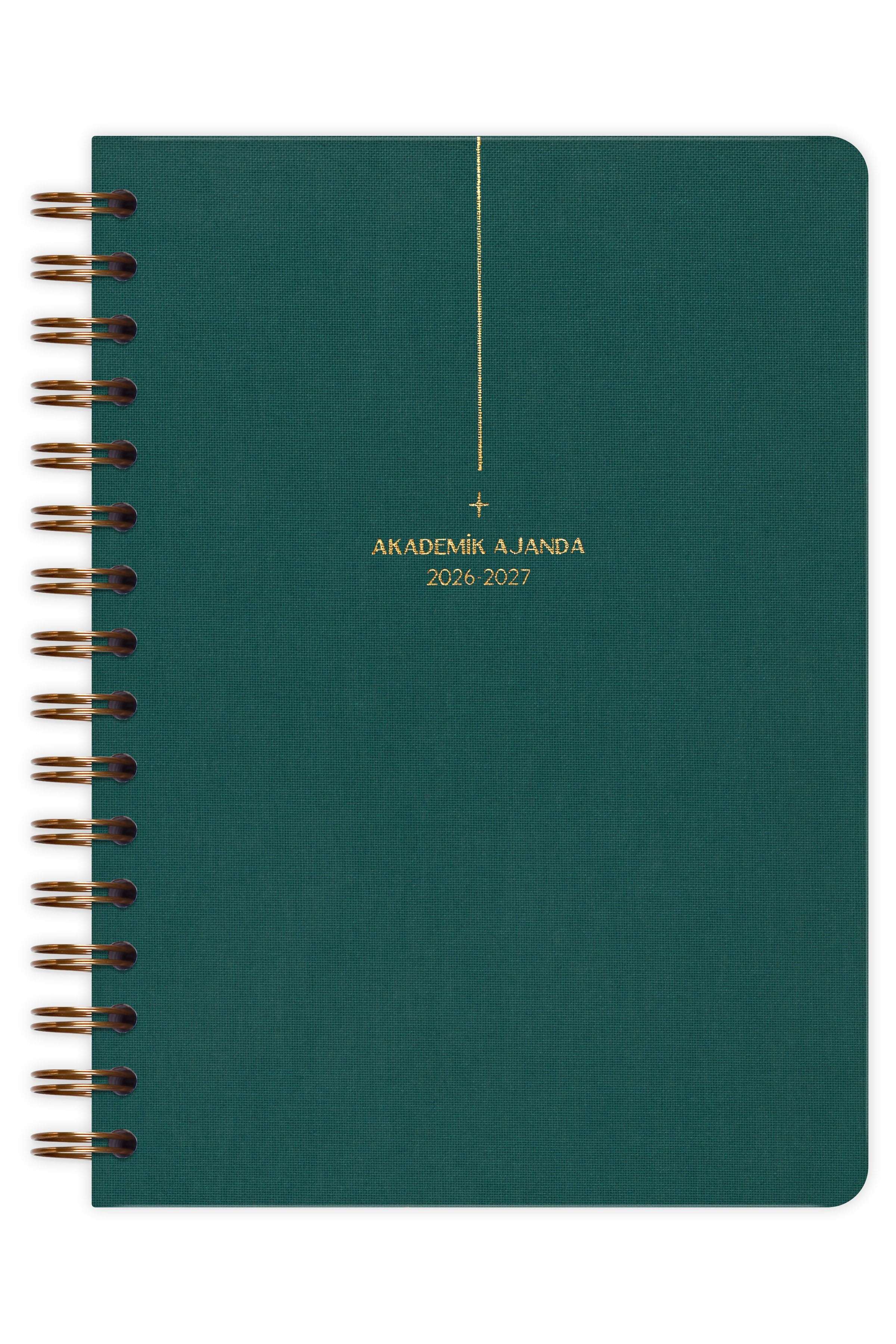 Matt Notebook 2026-2027 A5 Keten Akademik Ajanda Spiralli 15x21 cm - 17 Aylık Koyu Yeşil