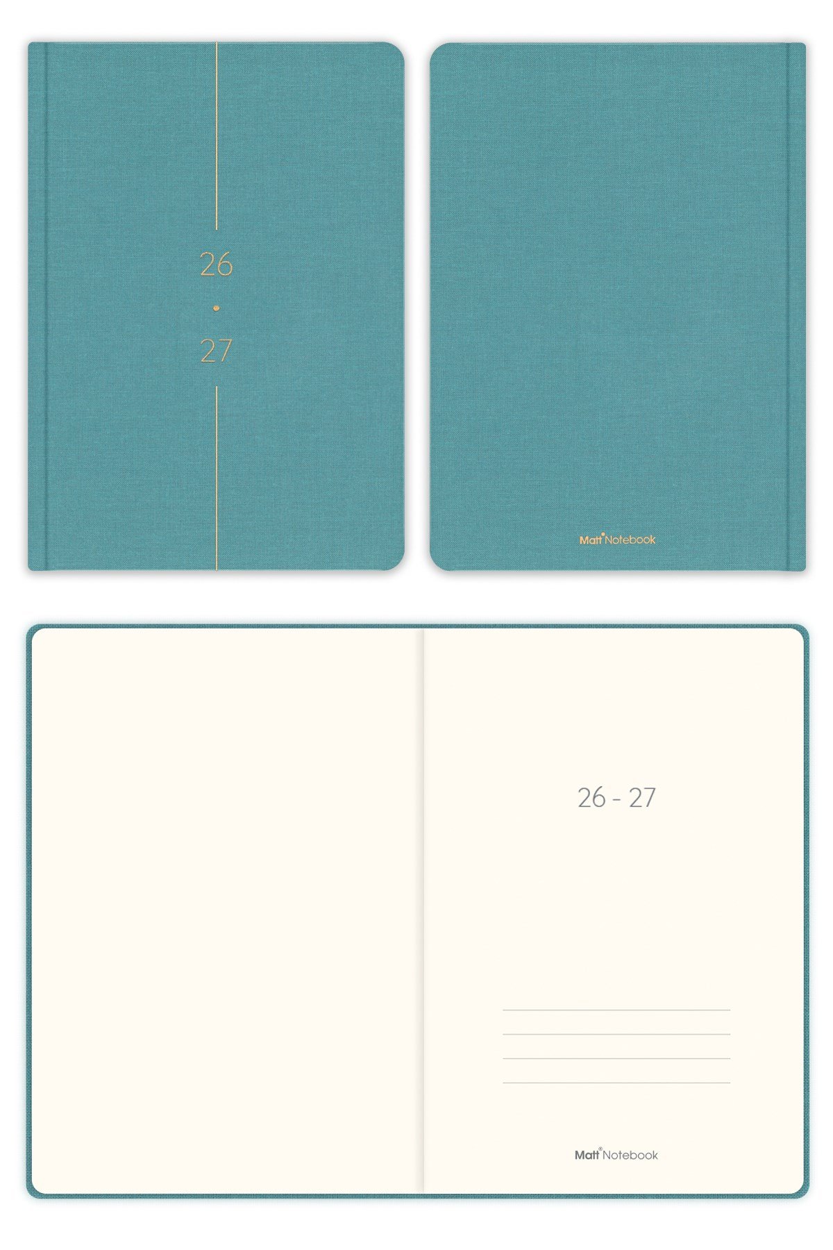 Matt Notebook 2026-2027 A5 Keten Akademik Ajanda 15x21 cm - 17 Aylık Turkuaz