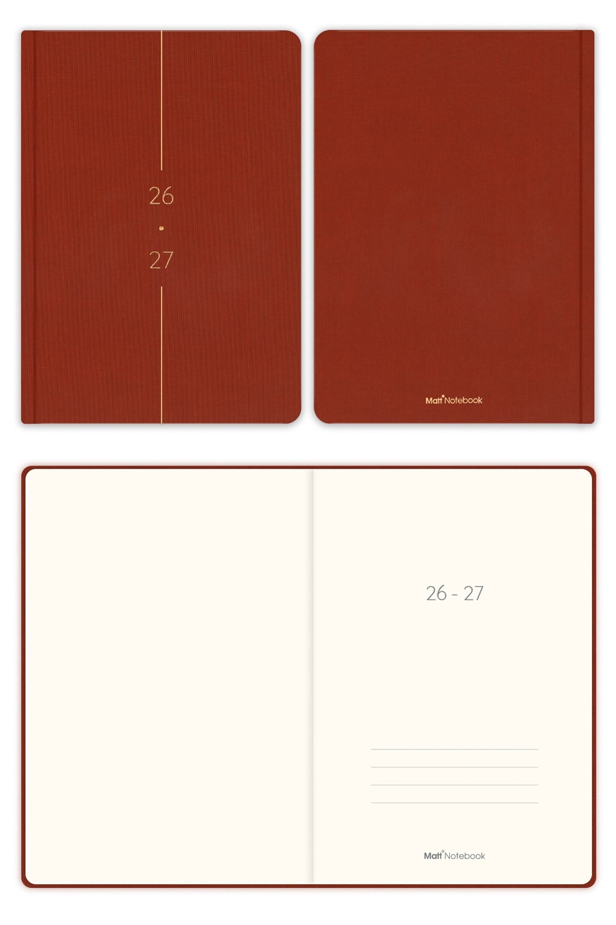Matt Notebook 2026-2027 A5 Keten Akademik Ajanda 15x21 cm - 17 Aylık Tarçın