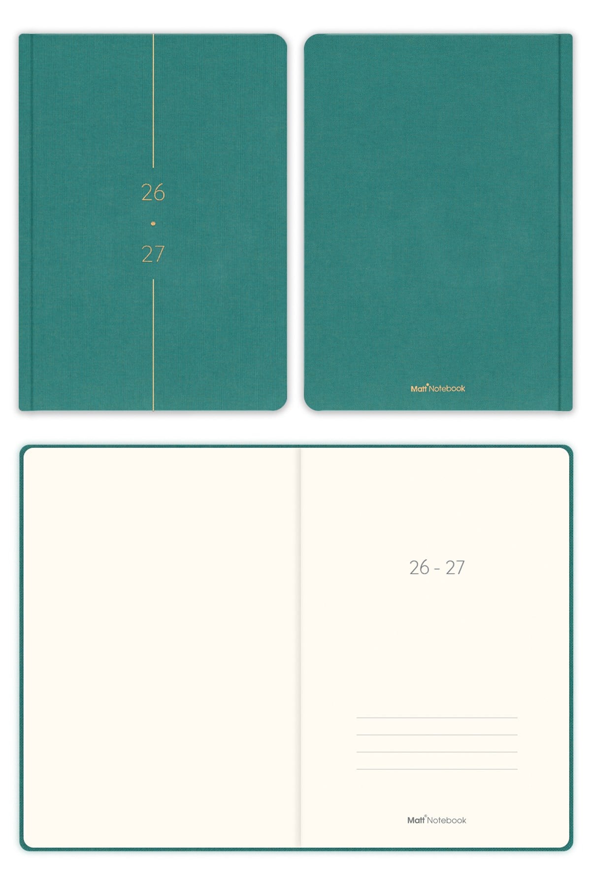 Matt Notebook 2026-2027 A5 Keten Akademik Ajanda 15x21 cm - 17 Aylık  Koyu Yeşil