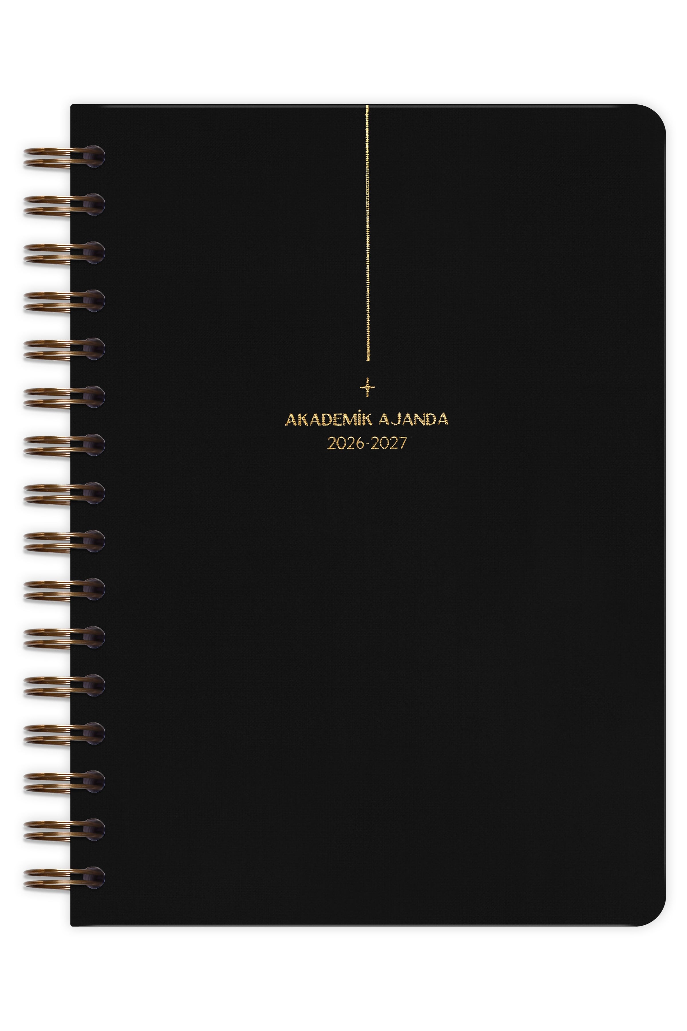 Matt Notebook 2026-2027 A5 Keten Akademik Ajanda Spiralli 15x21 cm - 17 Aylık Siyah