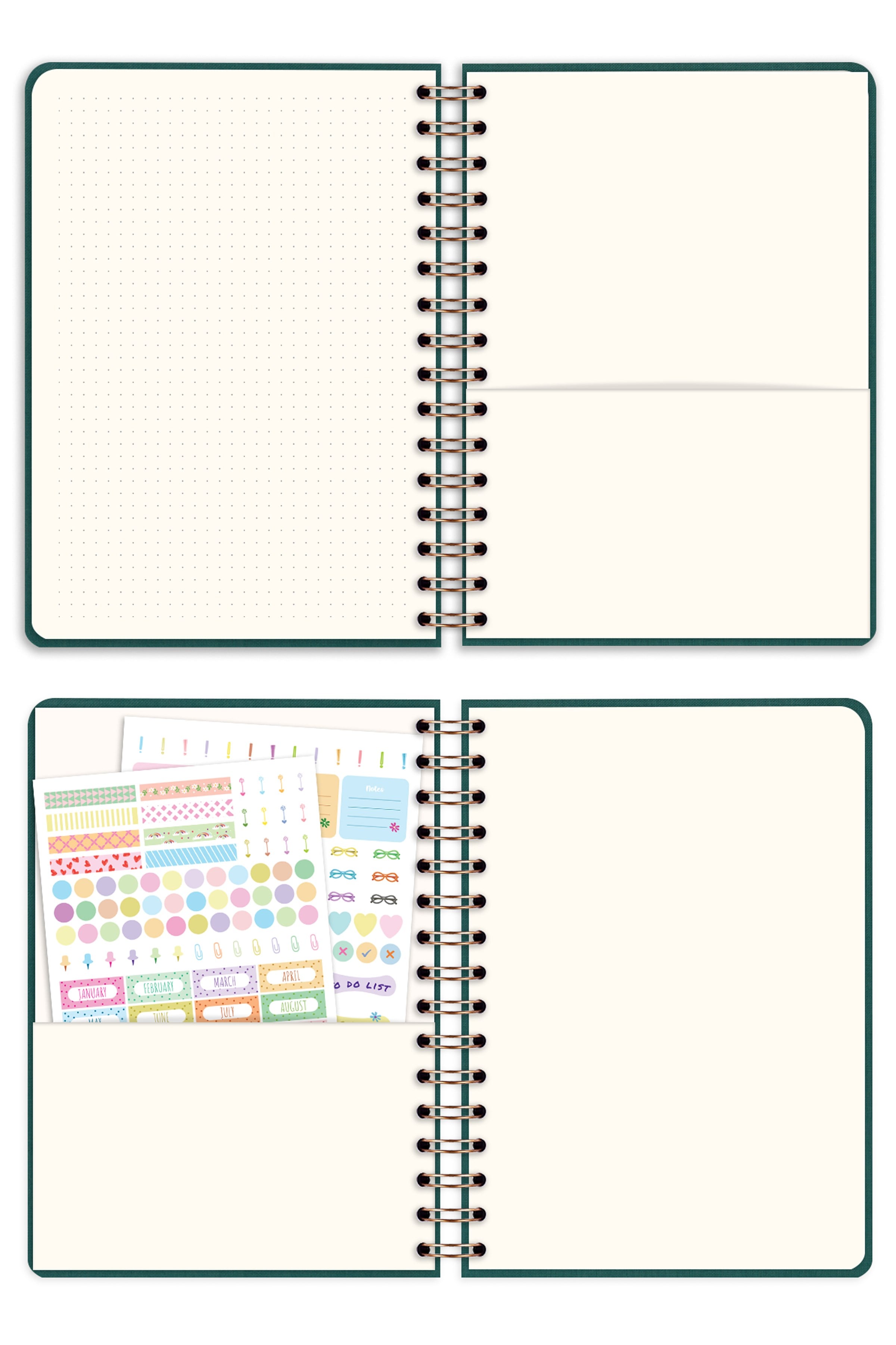 Matt Notebook 2026-2027 A5 Keten Akademik Ajanda Spiralli 15x21 cm - 17 Aylık Koyu Yeşil