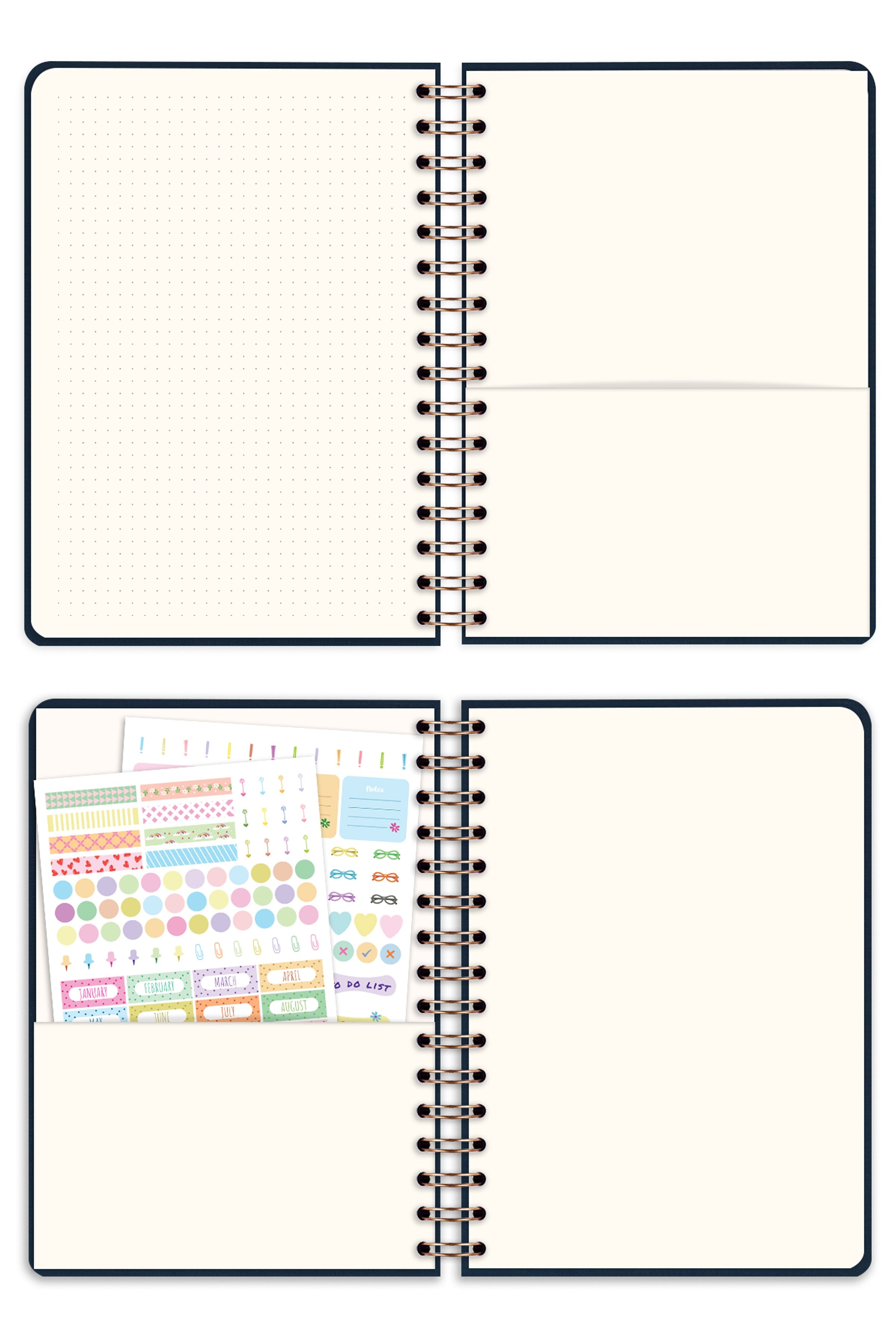 Matt Notebook 2026-2027 A5 Keten Akademik Ajanda Spiralli 15x21 cm - 17 Aylık Lacivert