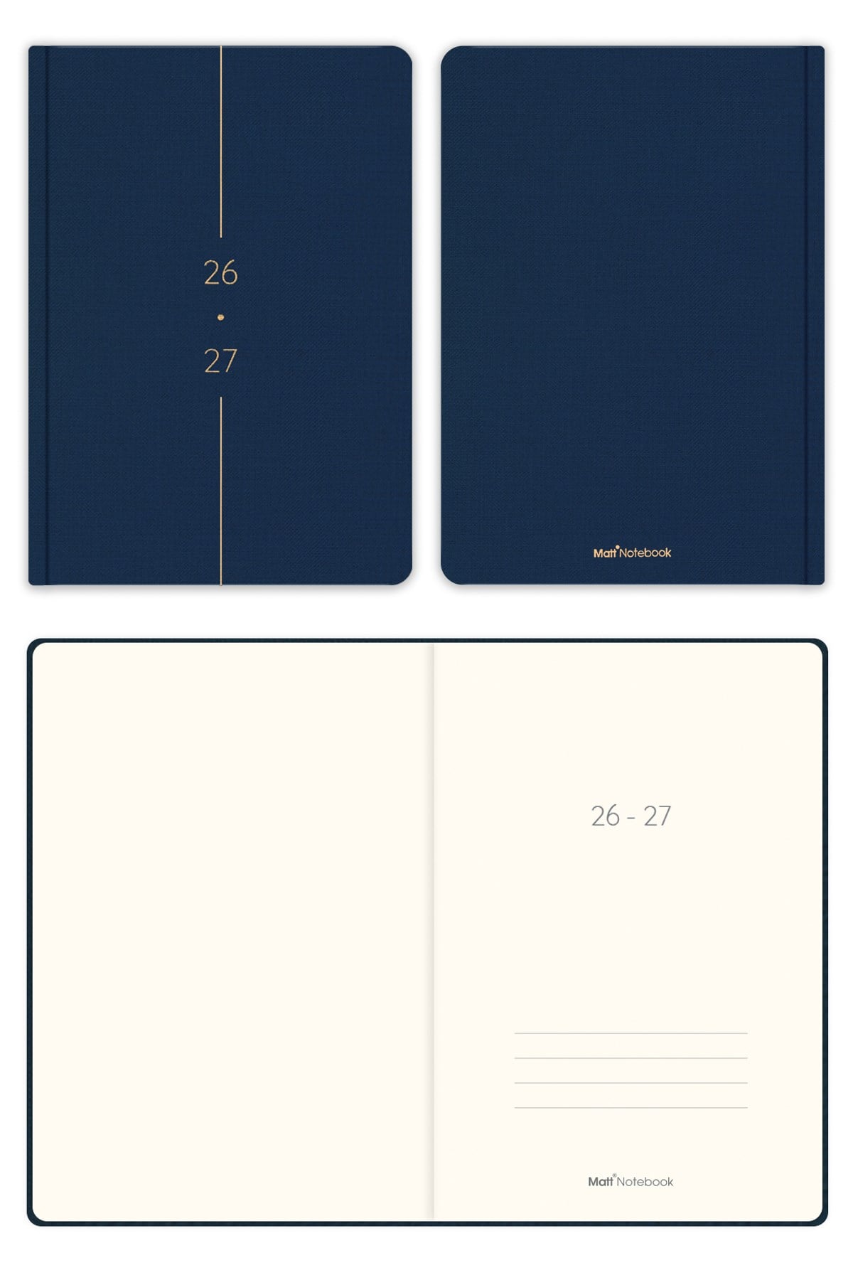 Matt Notebook 2026-2027 A5 Keten Akademik Ajanda 15x21 cm - 17 Aylık Lacivert