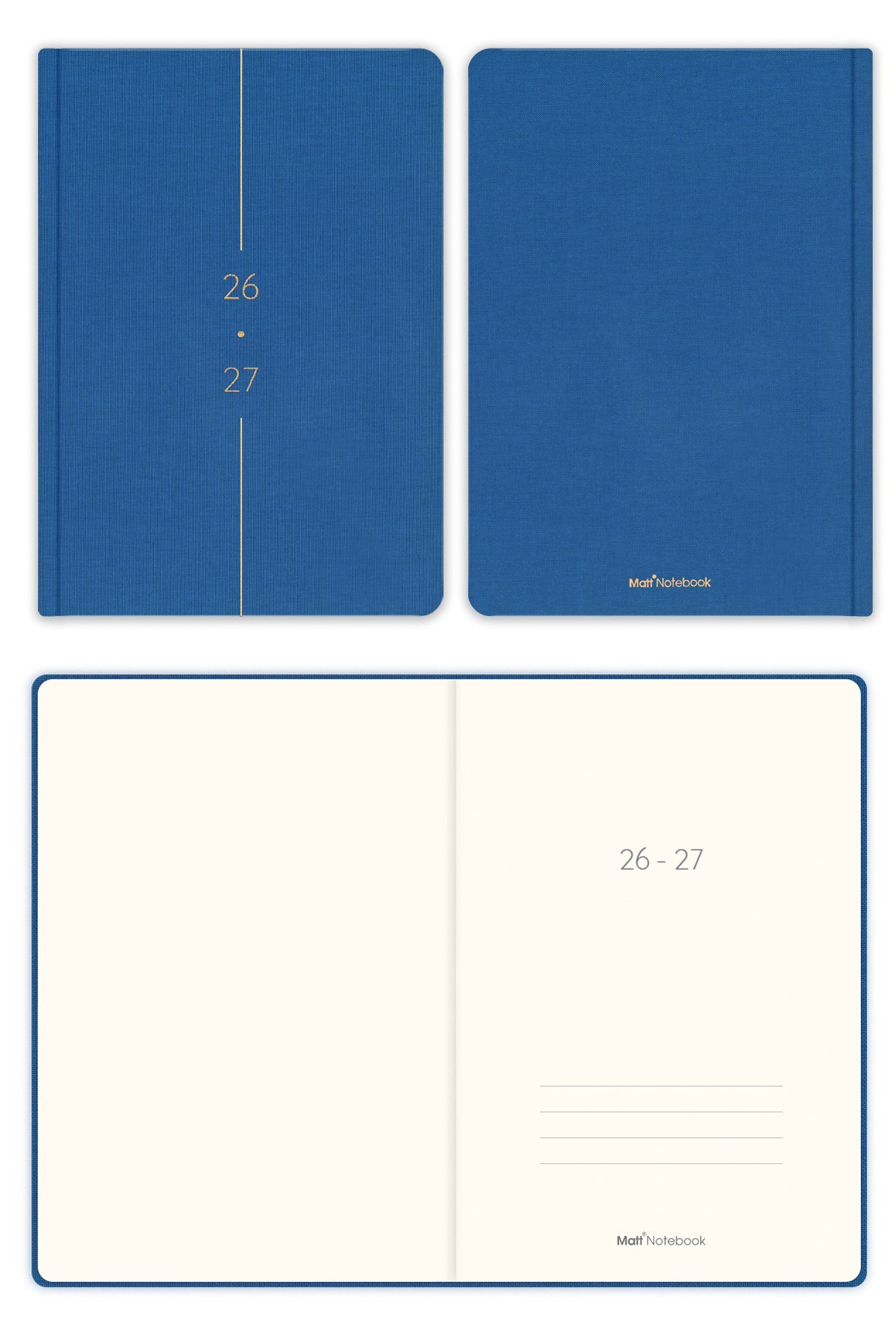 Matt Notebook 2026-2027 A5 Keten Akademik Ajanda 15x21 cm - 17 Aylık Mavi