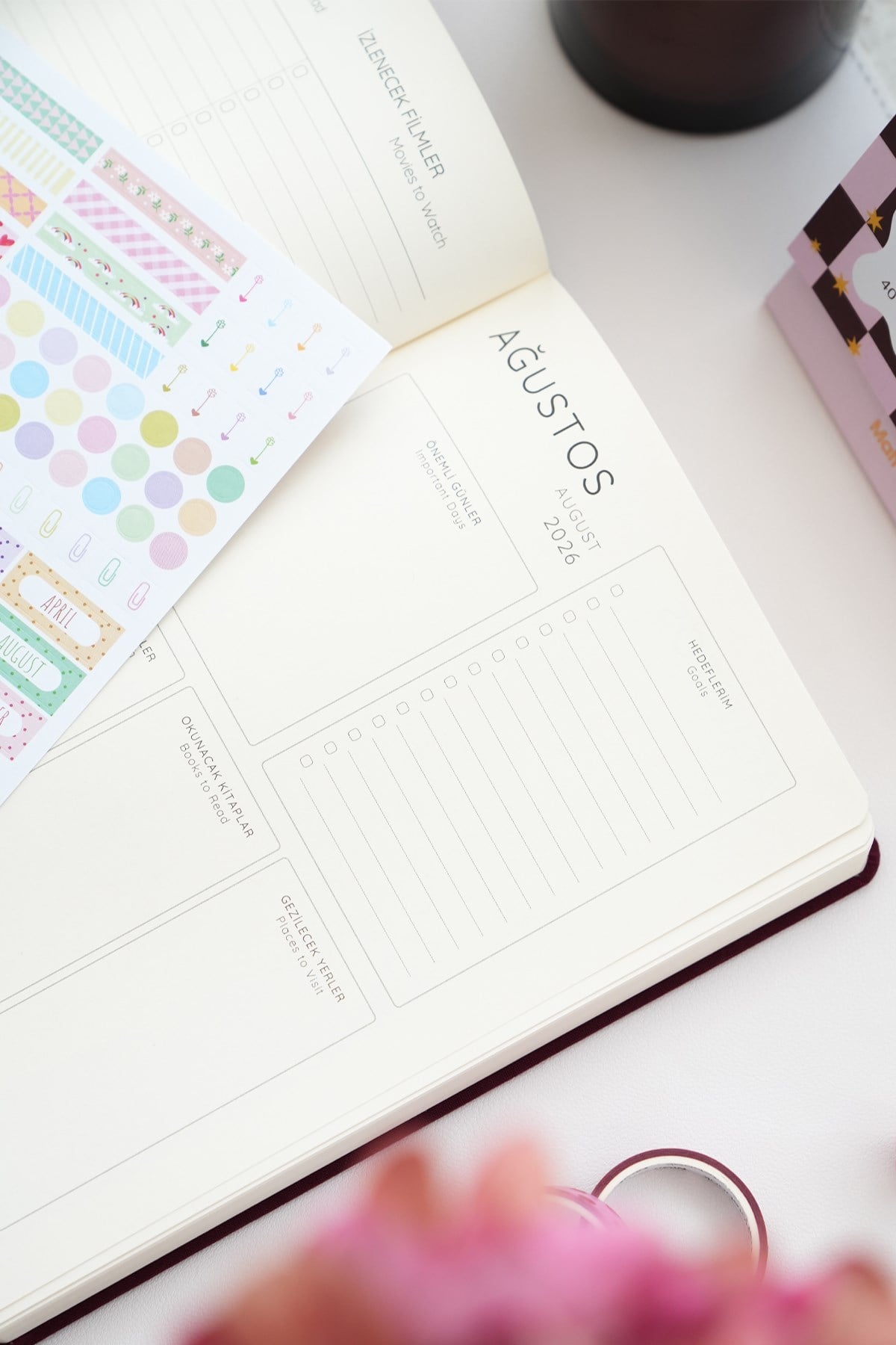 Matt Notebook 2026-2027 A5 Keten Akademik Ajanda 15x21 cm - 17 Aylık Bordo