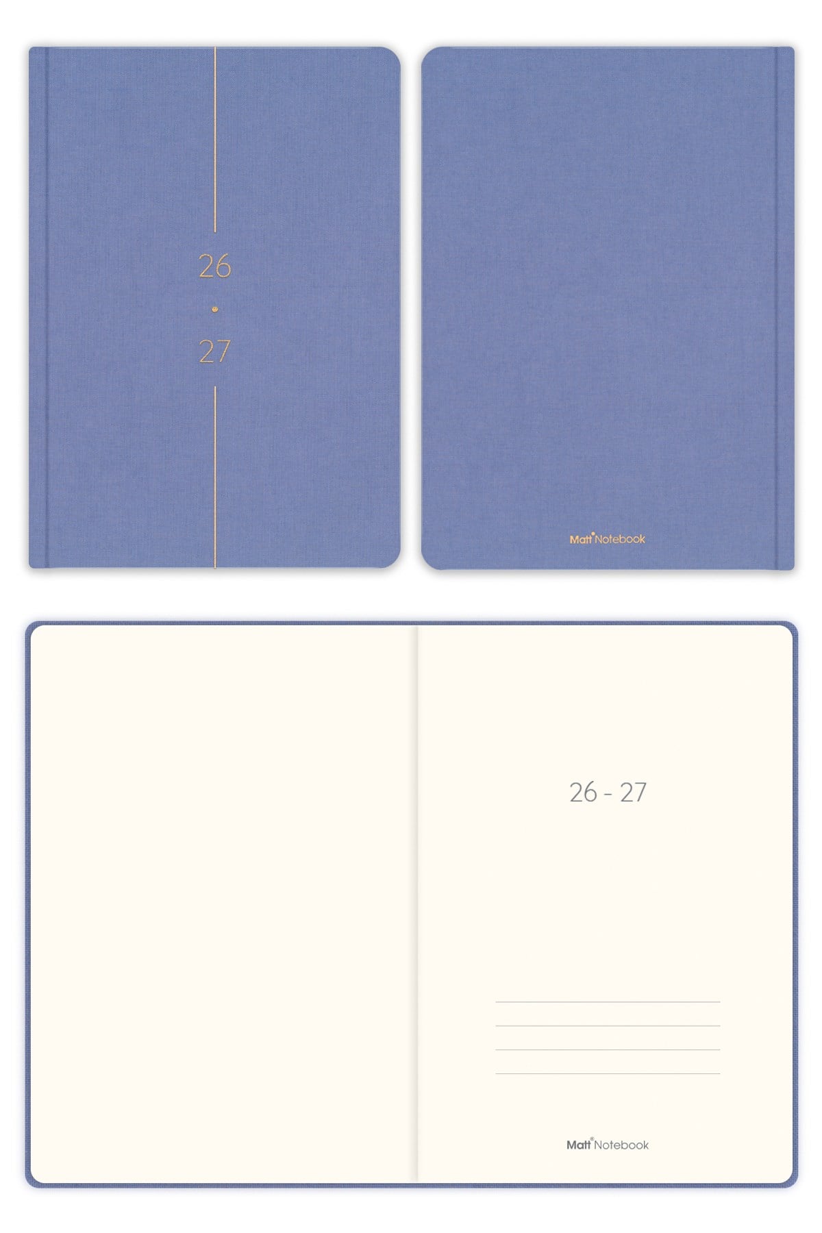 Matt Notebook 2026-2027 A5 Keten Akademik Ajanda 15x21 cm - 17 Aylık Lila