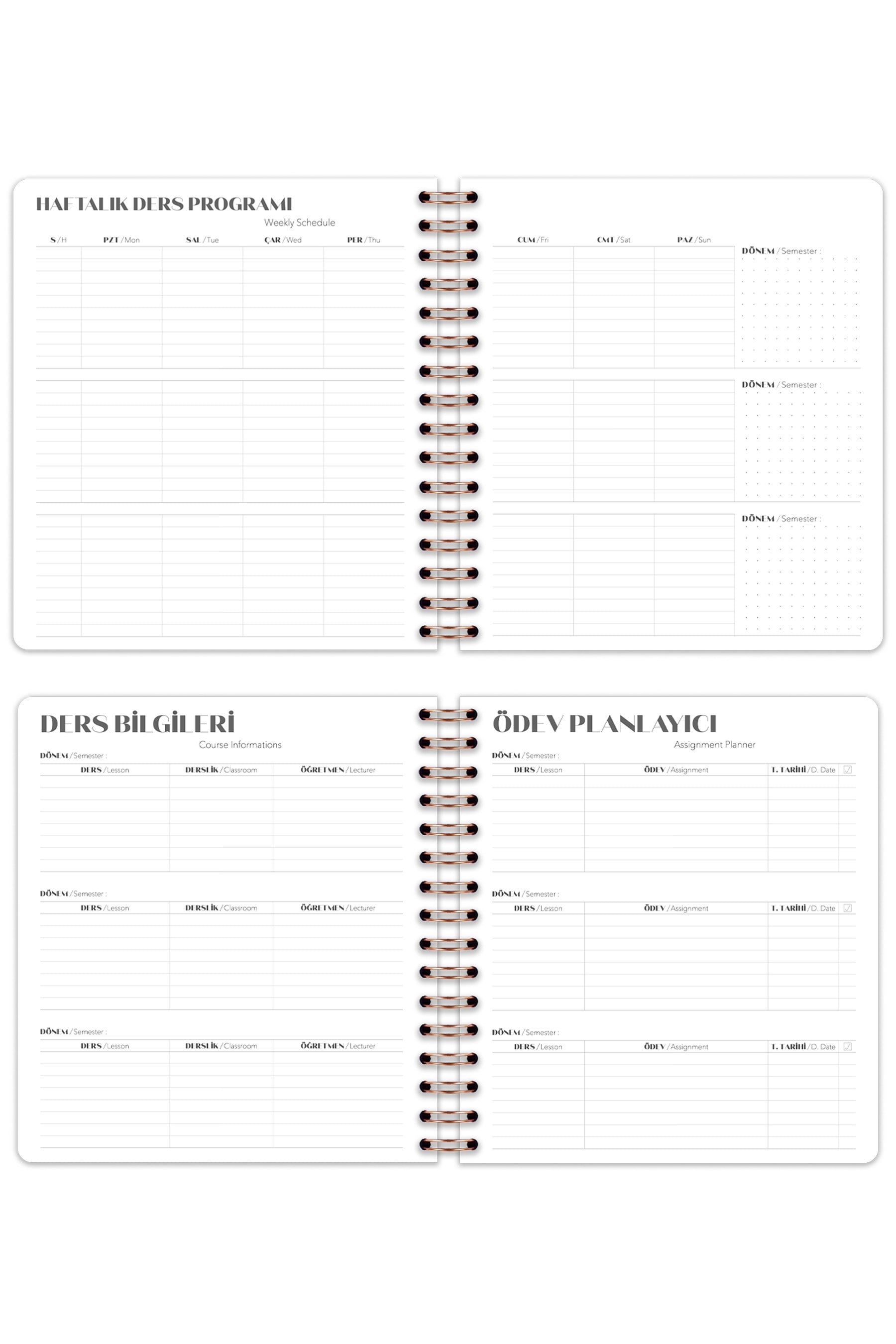 Matt Notebook 2026-2027 Akademik Kare Ajanda Spiralli - 17 Aylık