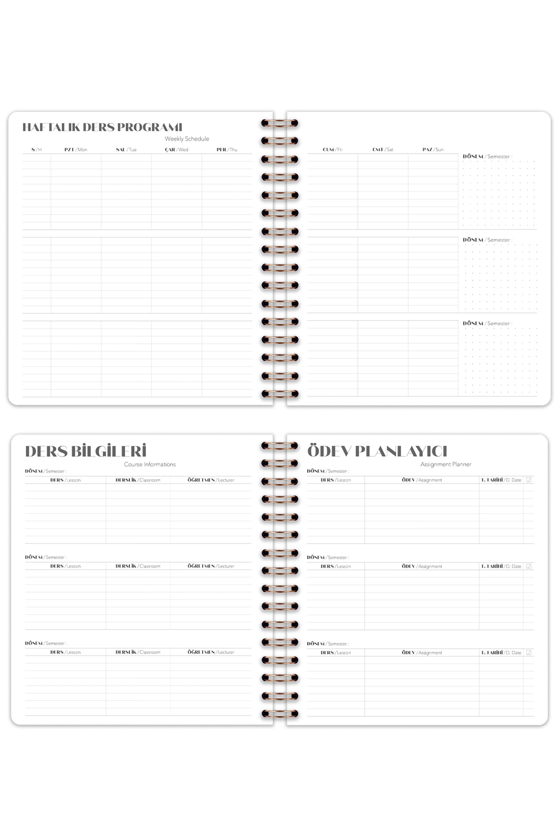 Matt Notebook 2026-2027 Akademik Kare Ajanda Spiralli - 17 Aylık Kalp