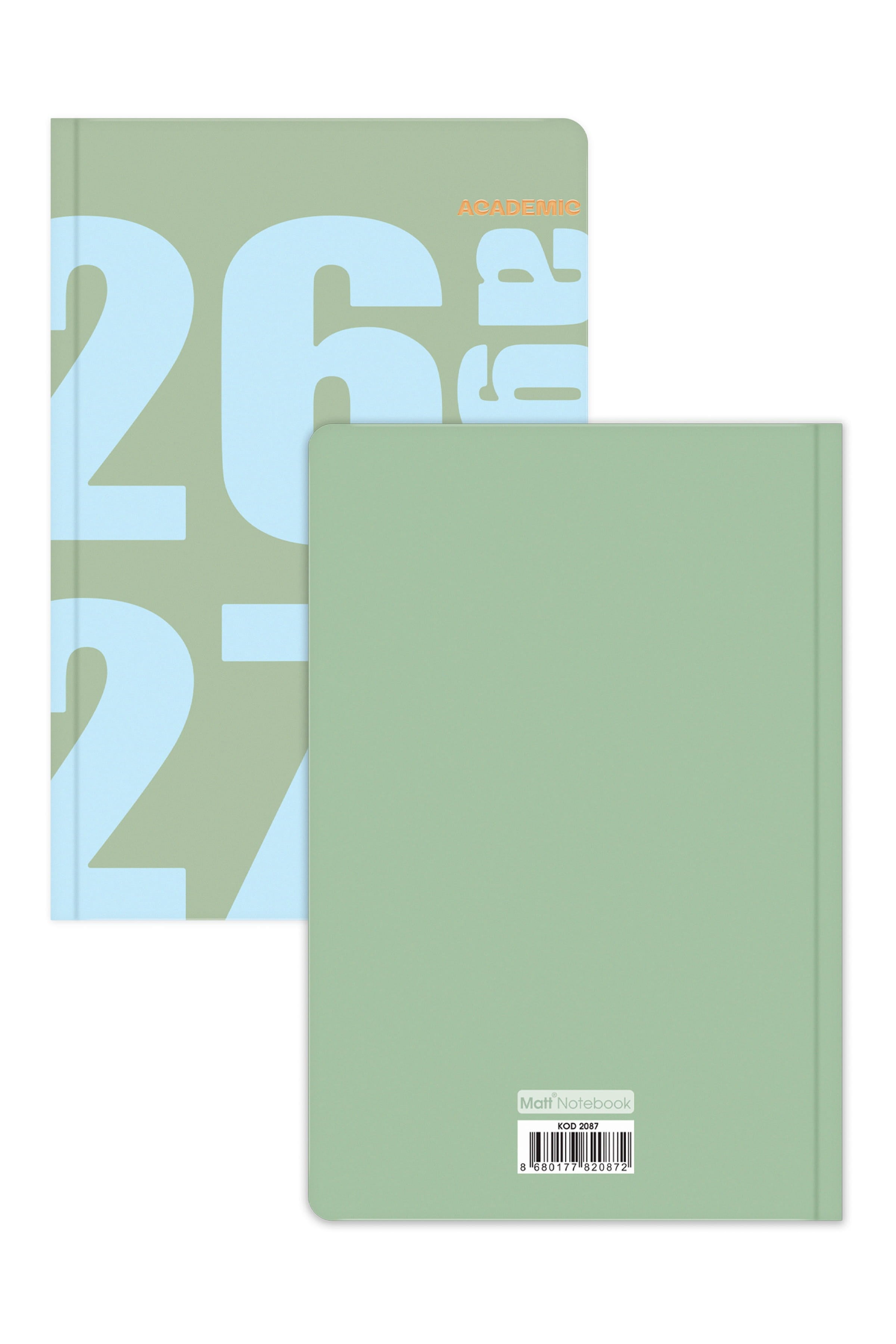 Matt Notebook 2026-2027 B5 Akademik Ajanda 17x24 cm - 17 Aylık Yeşil