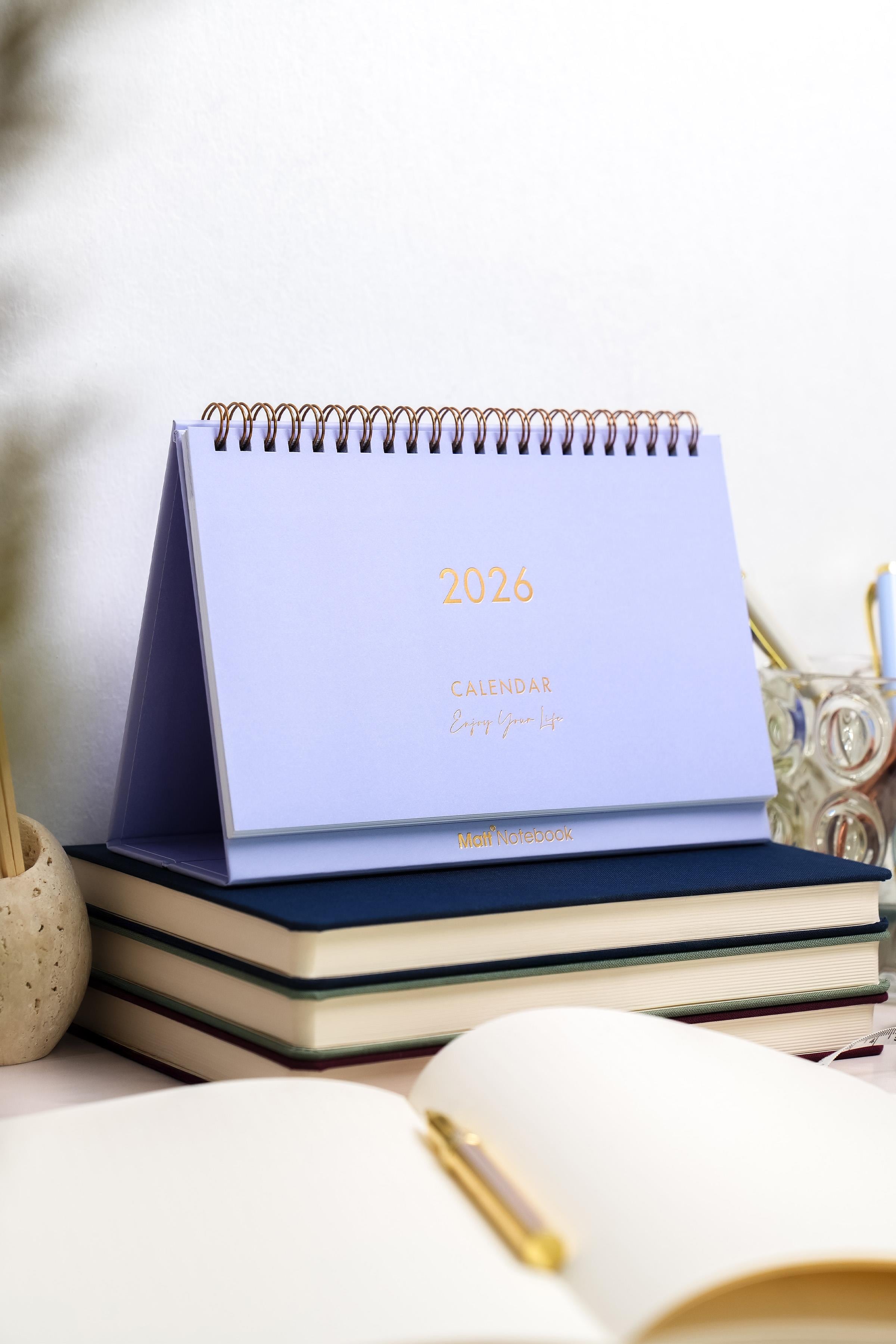 Matt Notebook 2026 Masaüstü Planlayıcı Takvim Lila