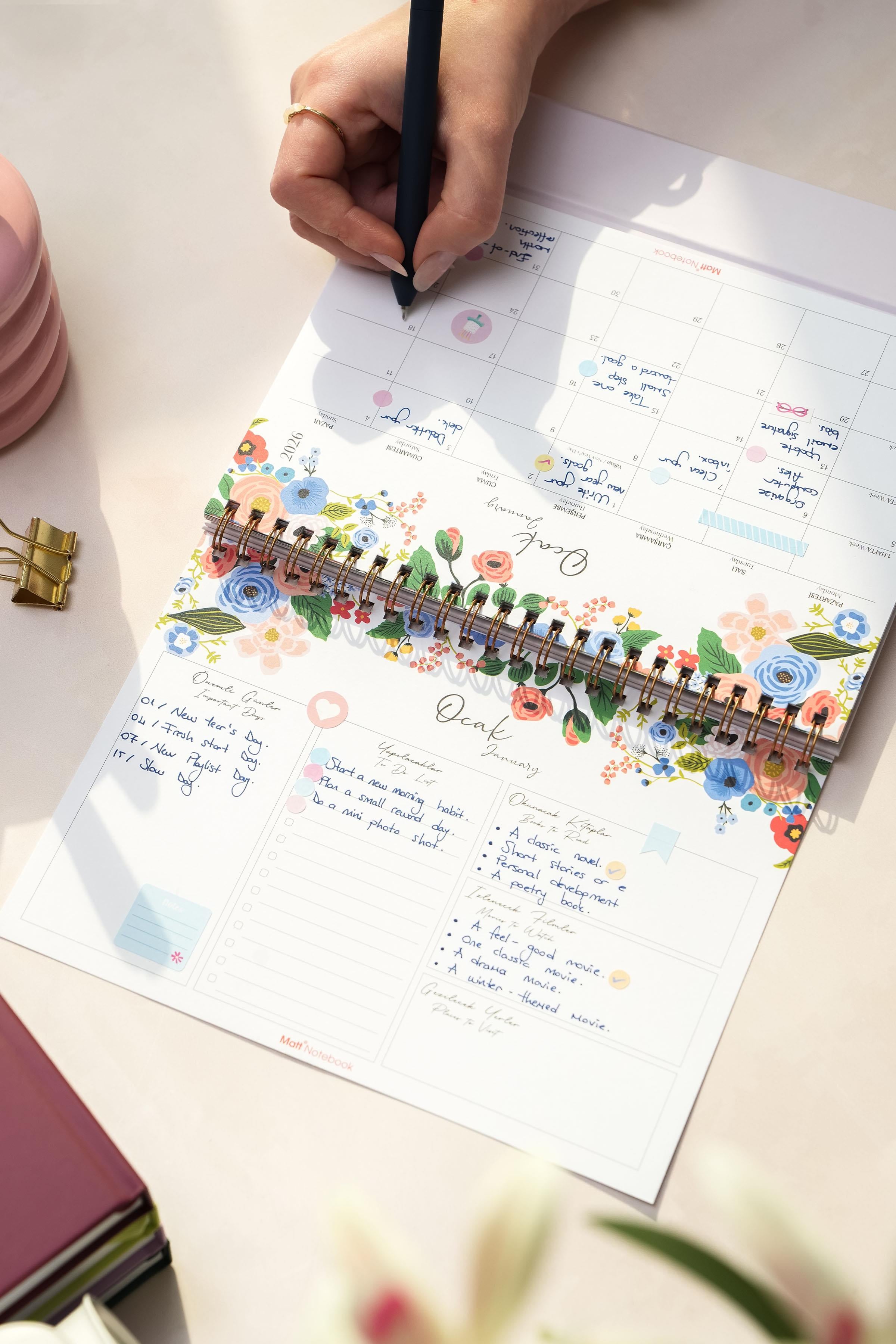 Matt Notebook 2026 Masaüstü Planlayıcı Takvim