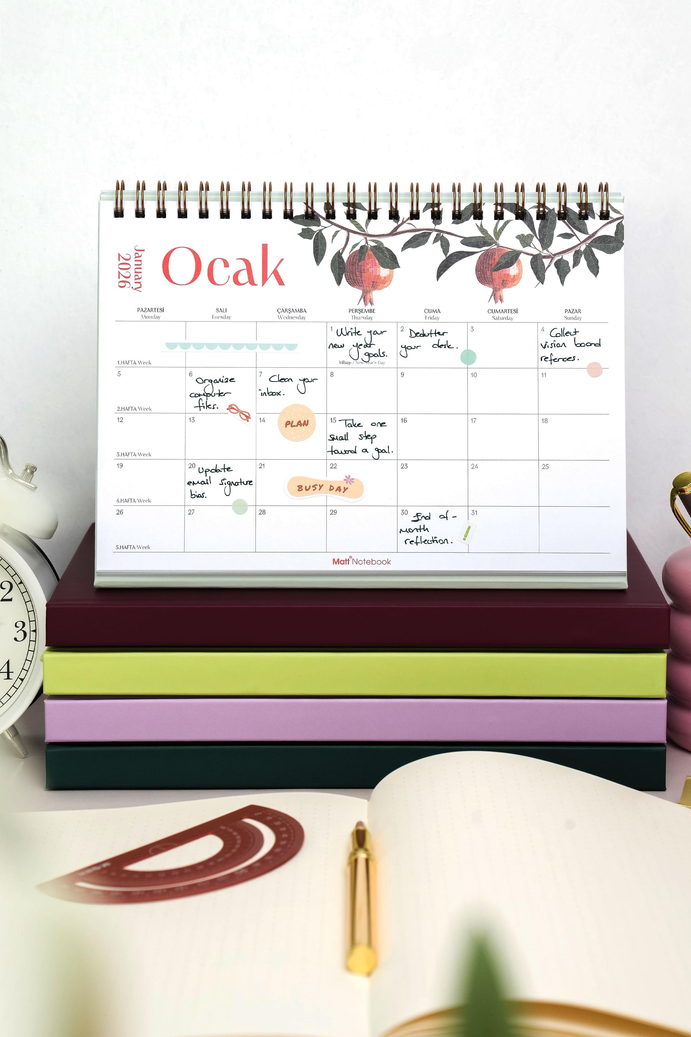 Matt Notebook 2026 Masaüstü Planlayıcı Takvim
