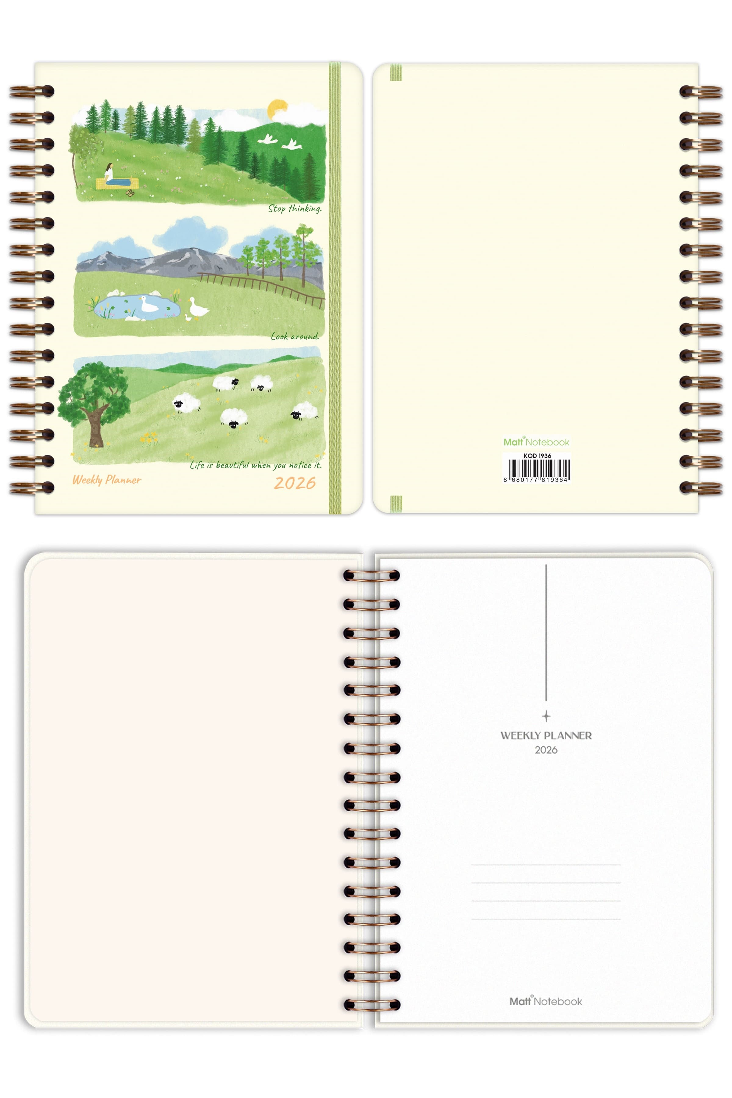 Matt Notebook 2026 Yılı A5 Ajanda Spiralli 15x21 cm - 12 Aylık