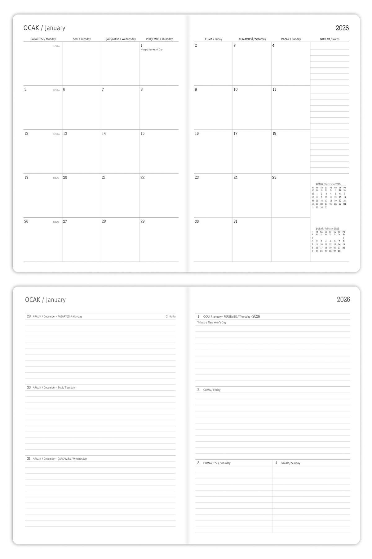 Matt Notebook 2026 Yılı B5 Haftalık Ajanda 17x24 cm - 12 Aylık Koyu Yeşil