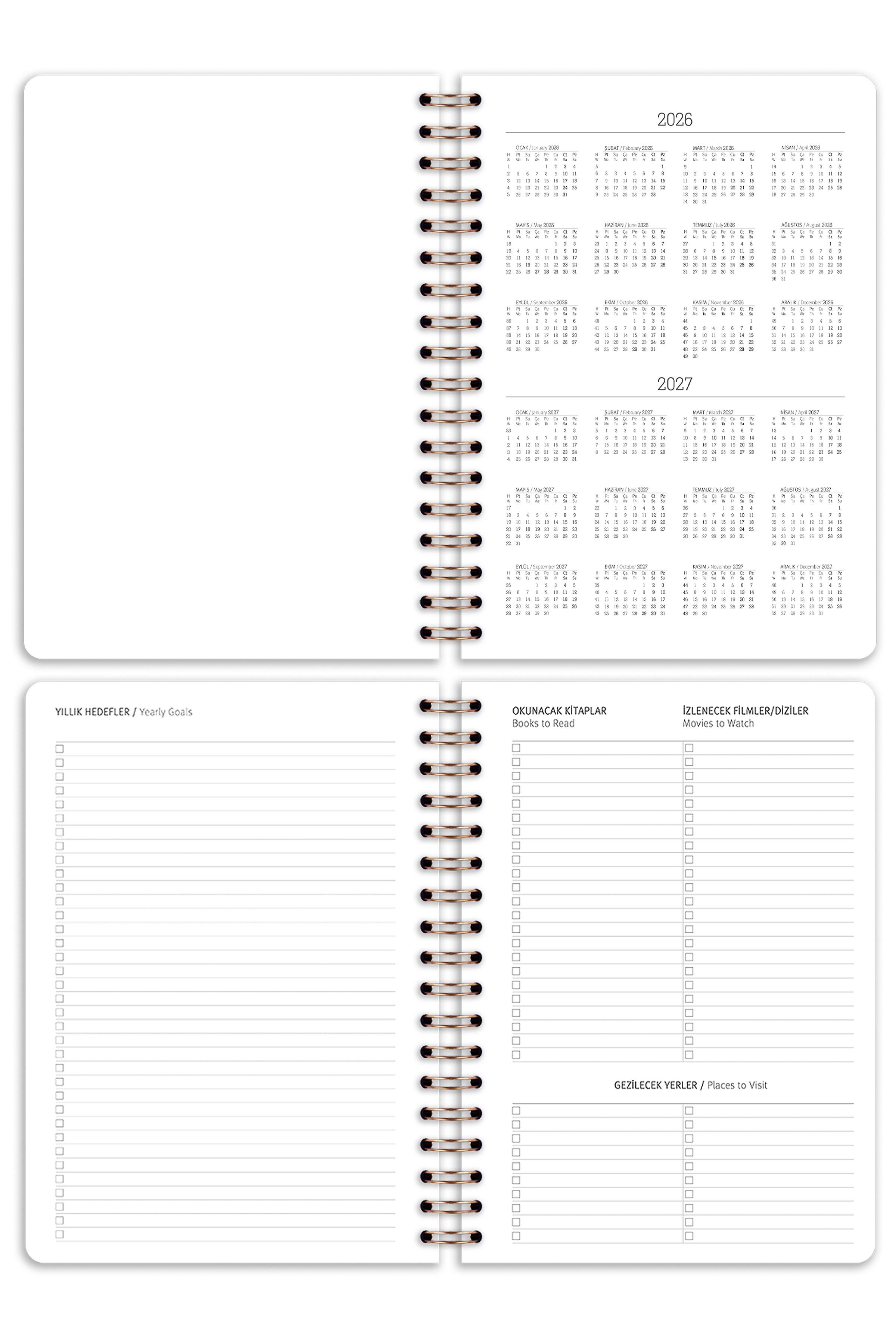 Matt Notebook 2026 Yılı B5 Haftalık Ajanda Spiralli 17x24 cm - 12 Aylık Yaban Mersini