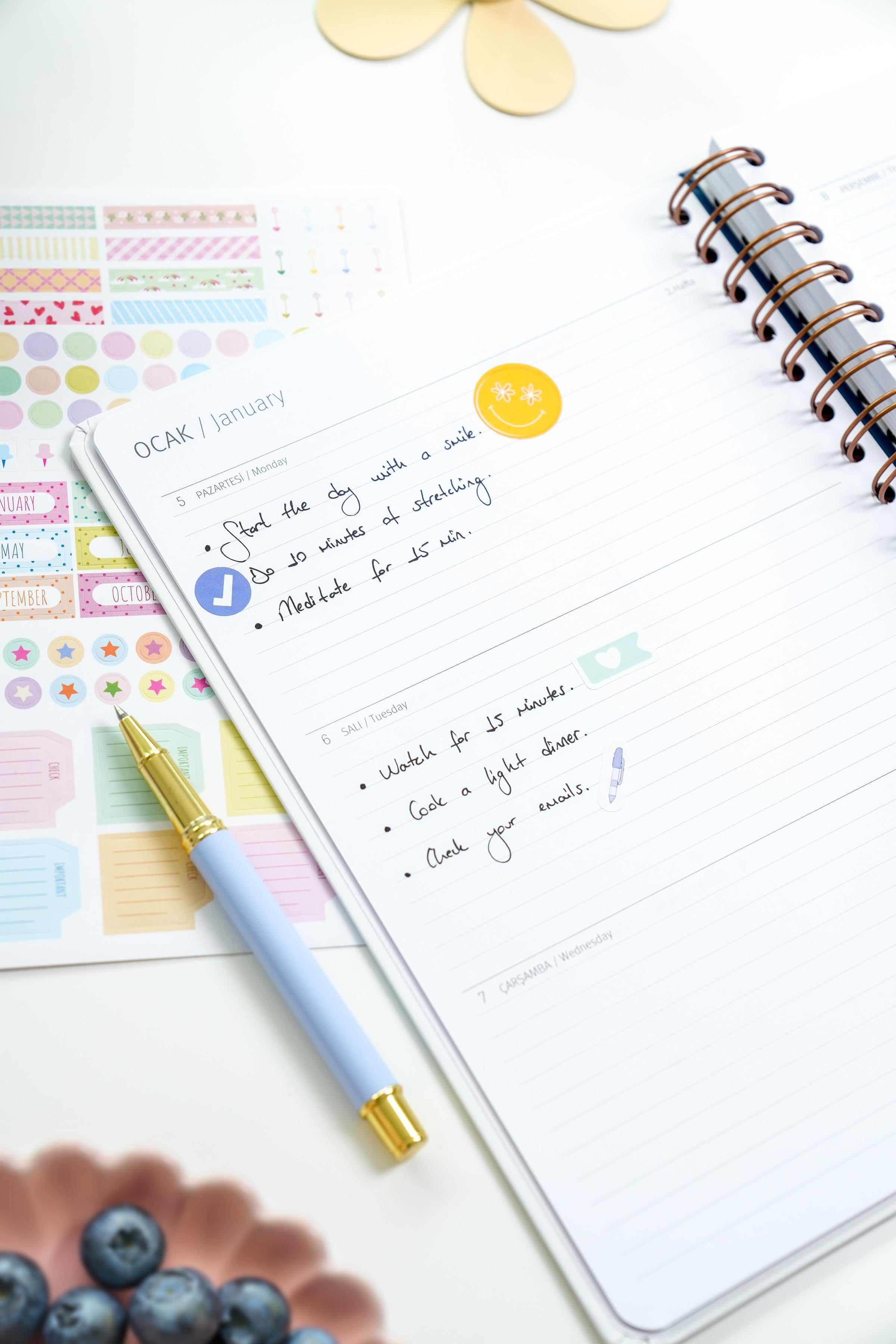 Matt Notebook 2026 Yılı B5 Haftalık Ajanda Spiralli 17x24 cm - 12 Aylık Yaban Mersini