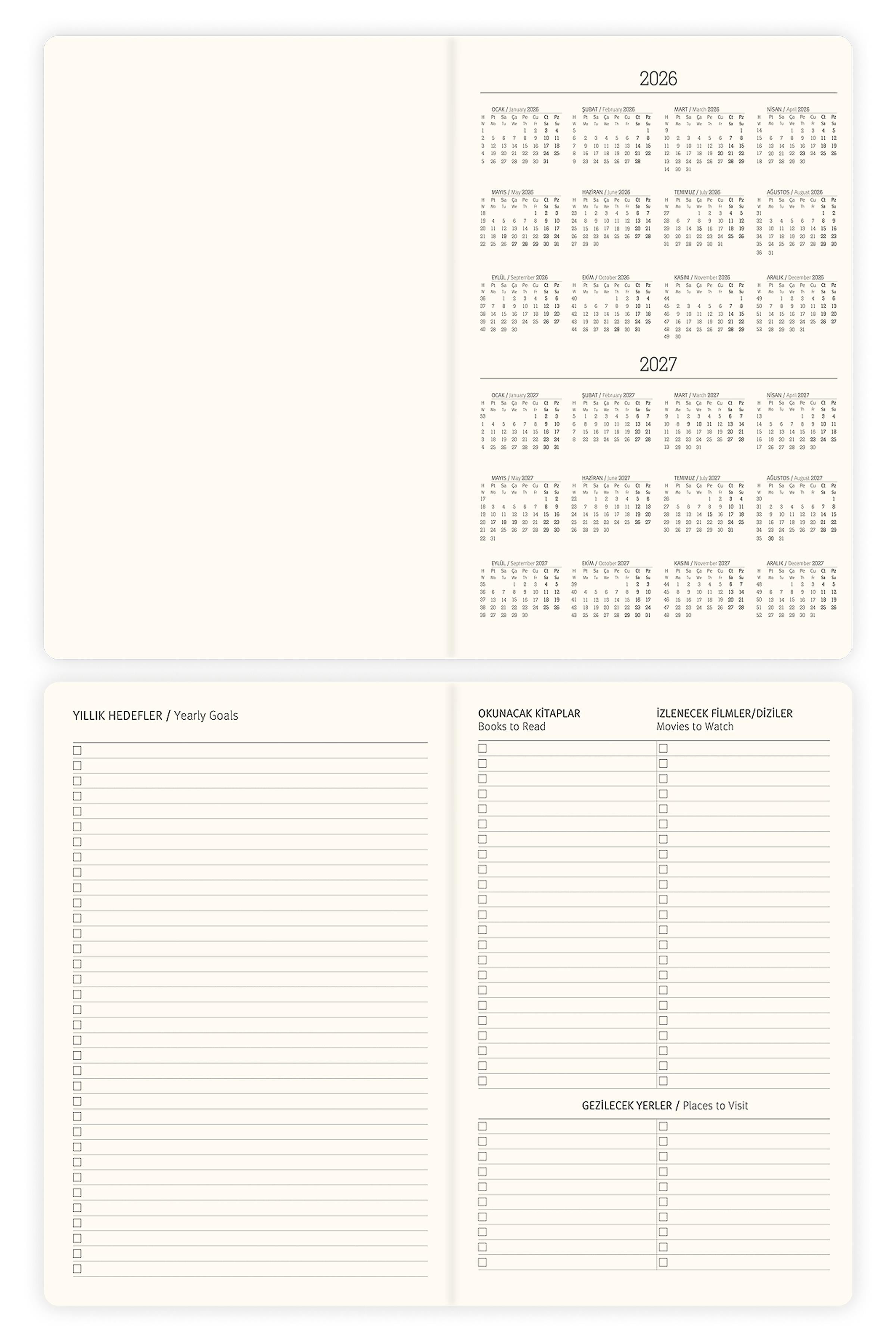 Matt Notebook 2026 Yılı Günlük Ajanda 16x24 cm - 12 Aylık Dama