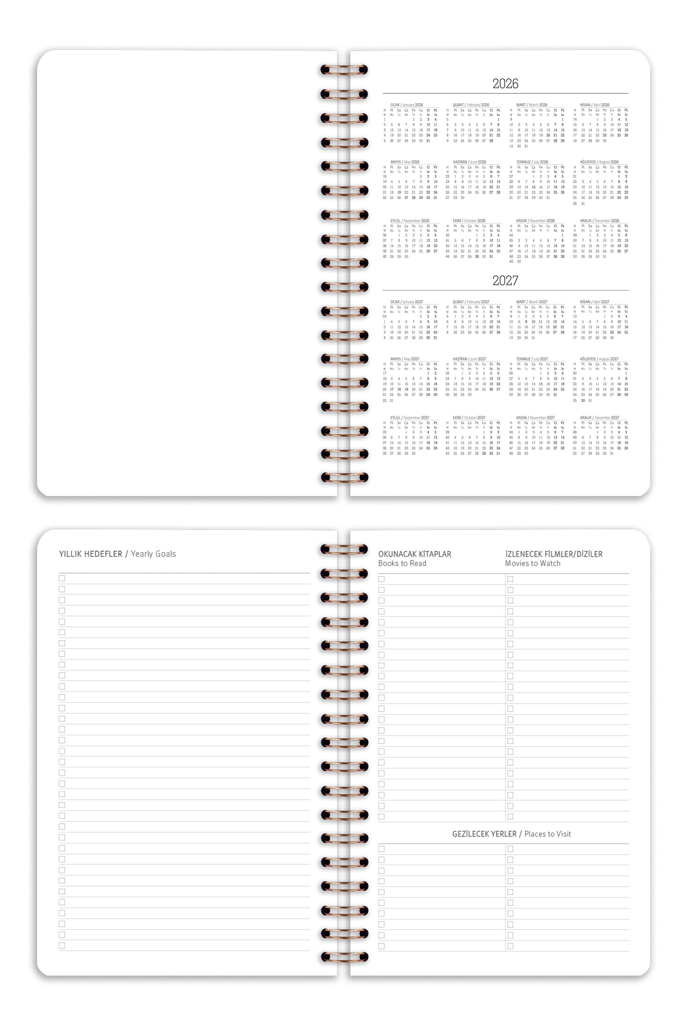 Matt Notebook 2026 Yılı Günlük Spiralli Ajanda 16x24 cm - 12 Aylık