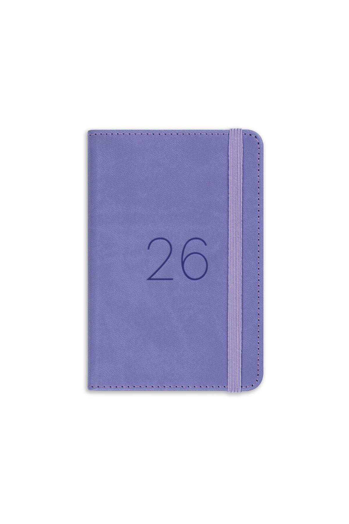 Matt Notebook 2026 Yılı Lastikli Günlük Cep Ajandası 12 Aylık Lila