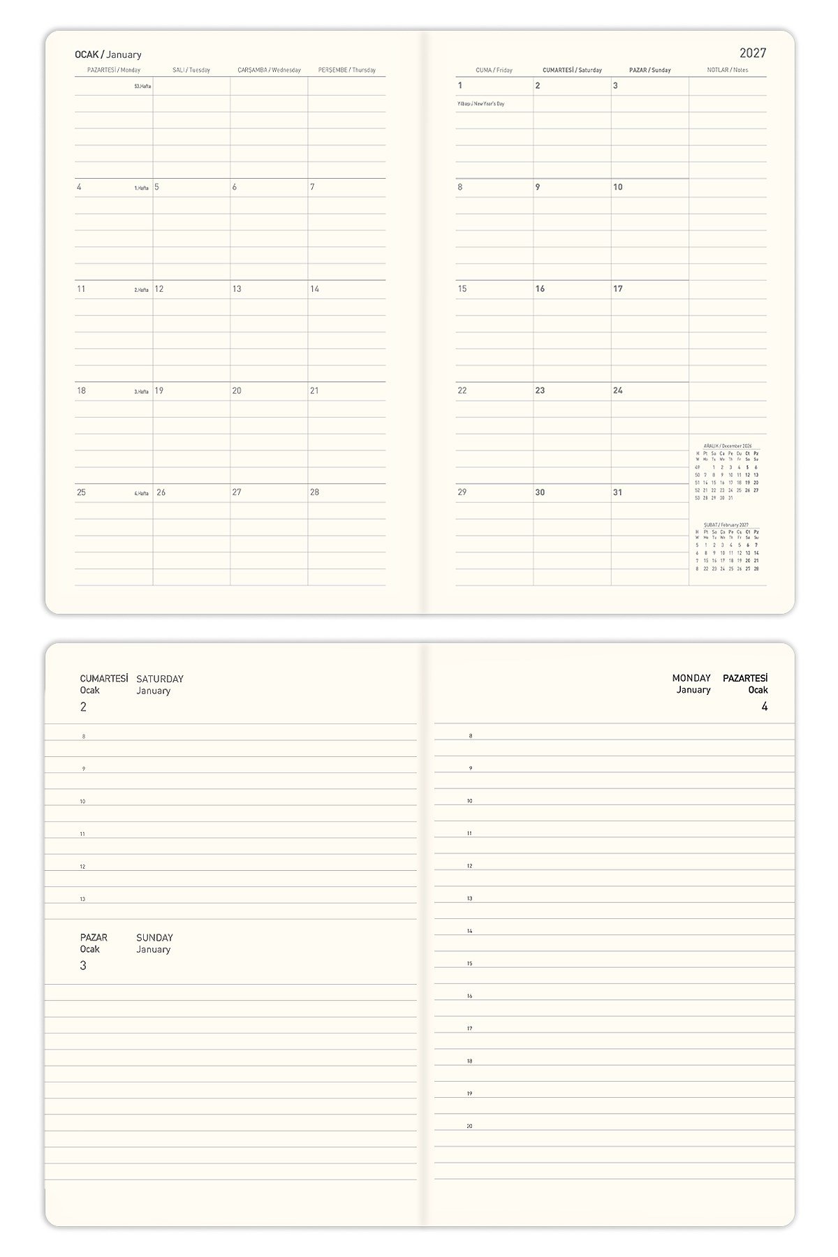 Matt Notebook 2027 Yılı 13x21 cm Günlük Ajanda Siyah