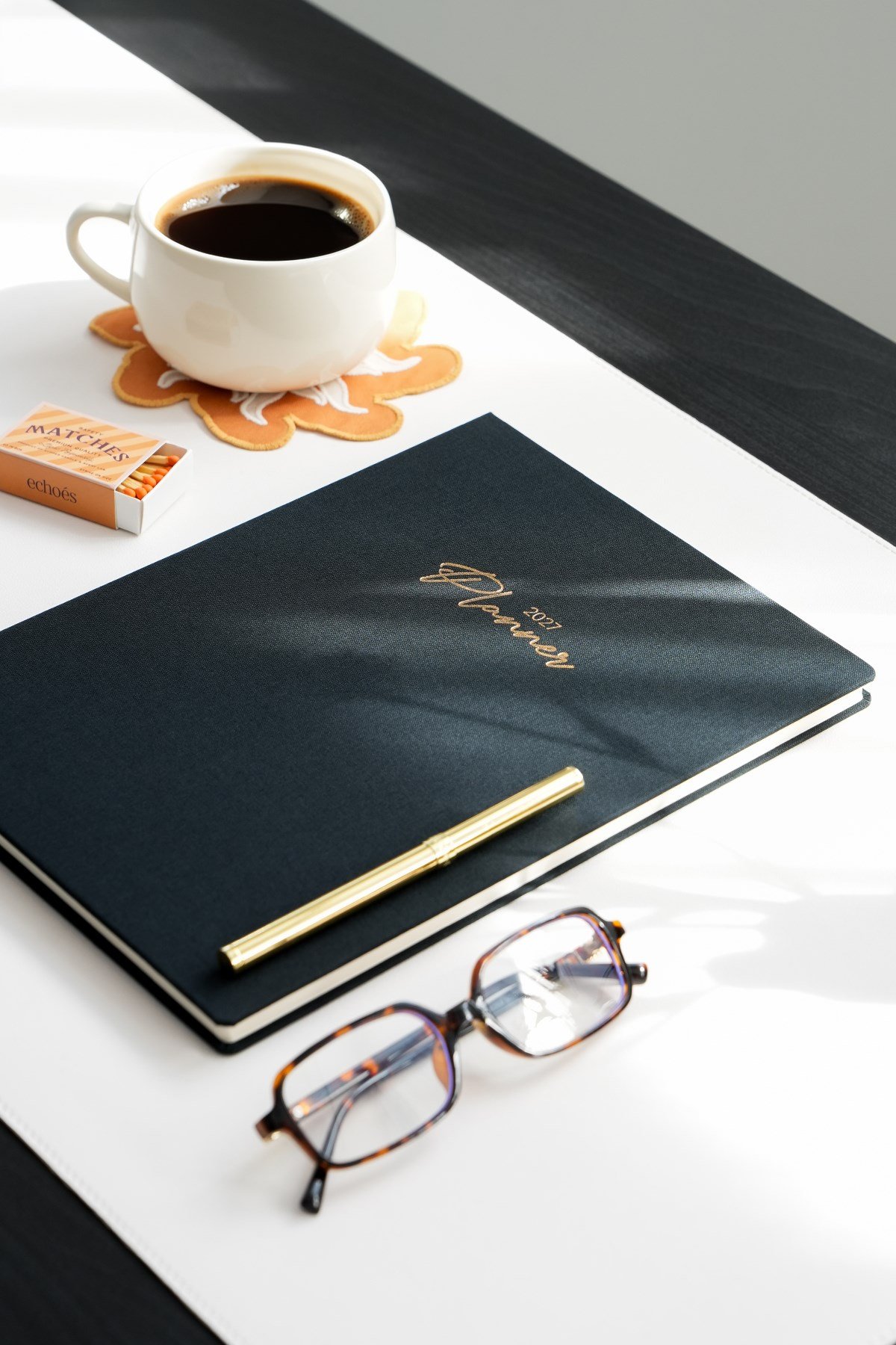 Matt Notebook 2027 Yılı 20x27 cm Keten Haftalık Planlayıcı Ajanda Siyah