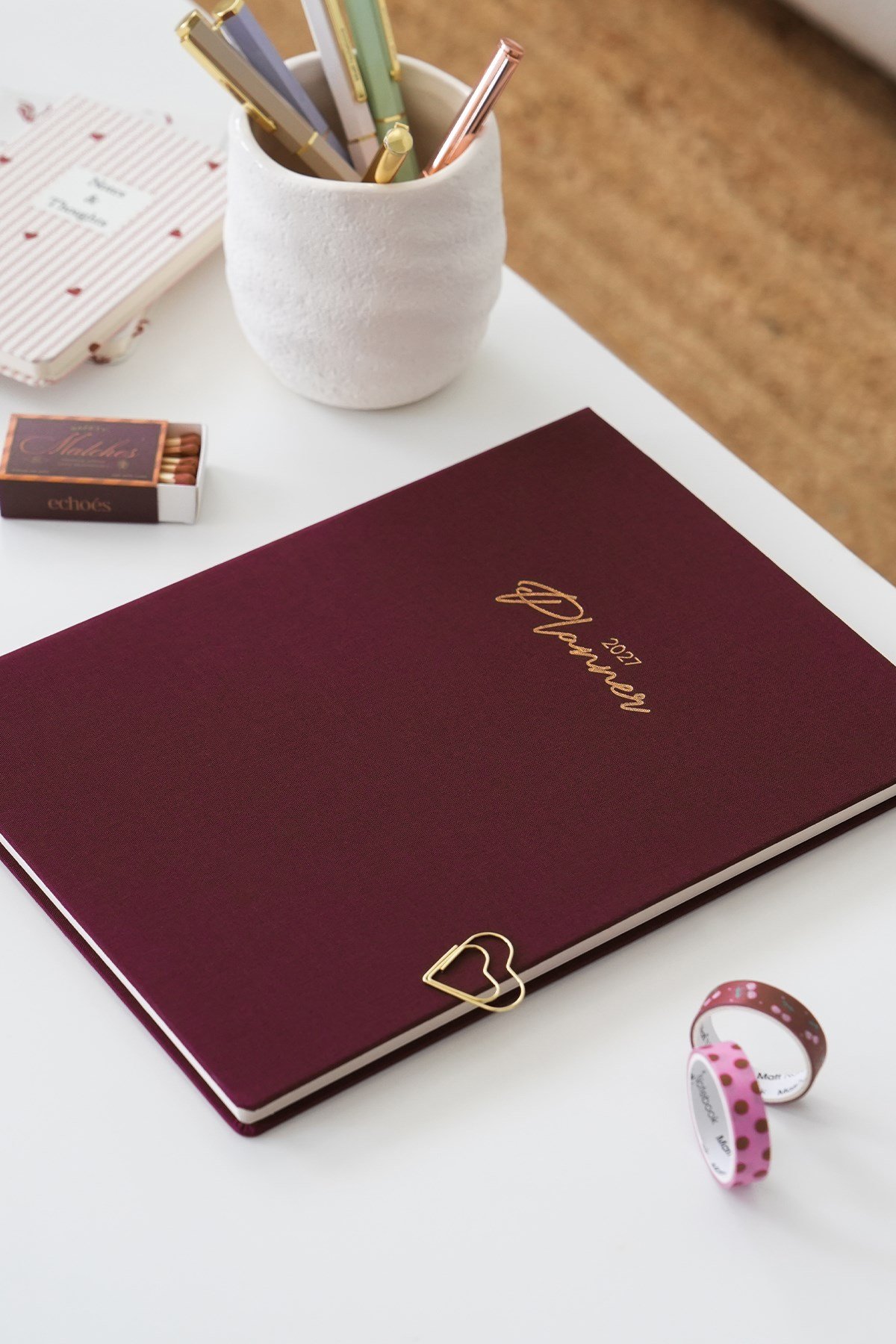 Matt Notebook 2027 Yılı 20x27 cm Keten Haftalık Planlayıcı Ajanda Bordo