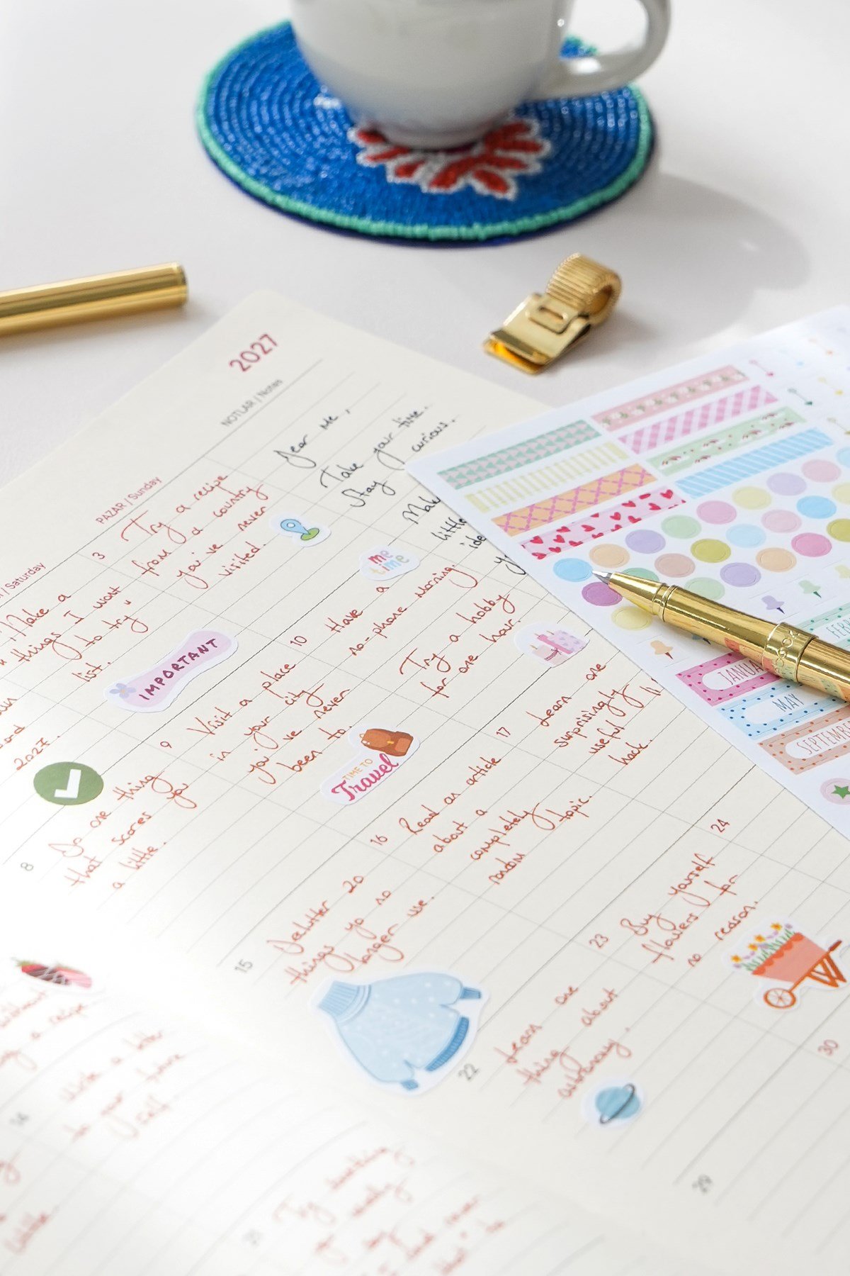 Matt Notebook 2027 Yılı 20x27 cm Keten Haftalık Planlayıcı Ajanda Lacivert