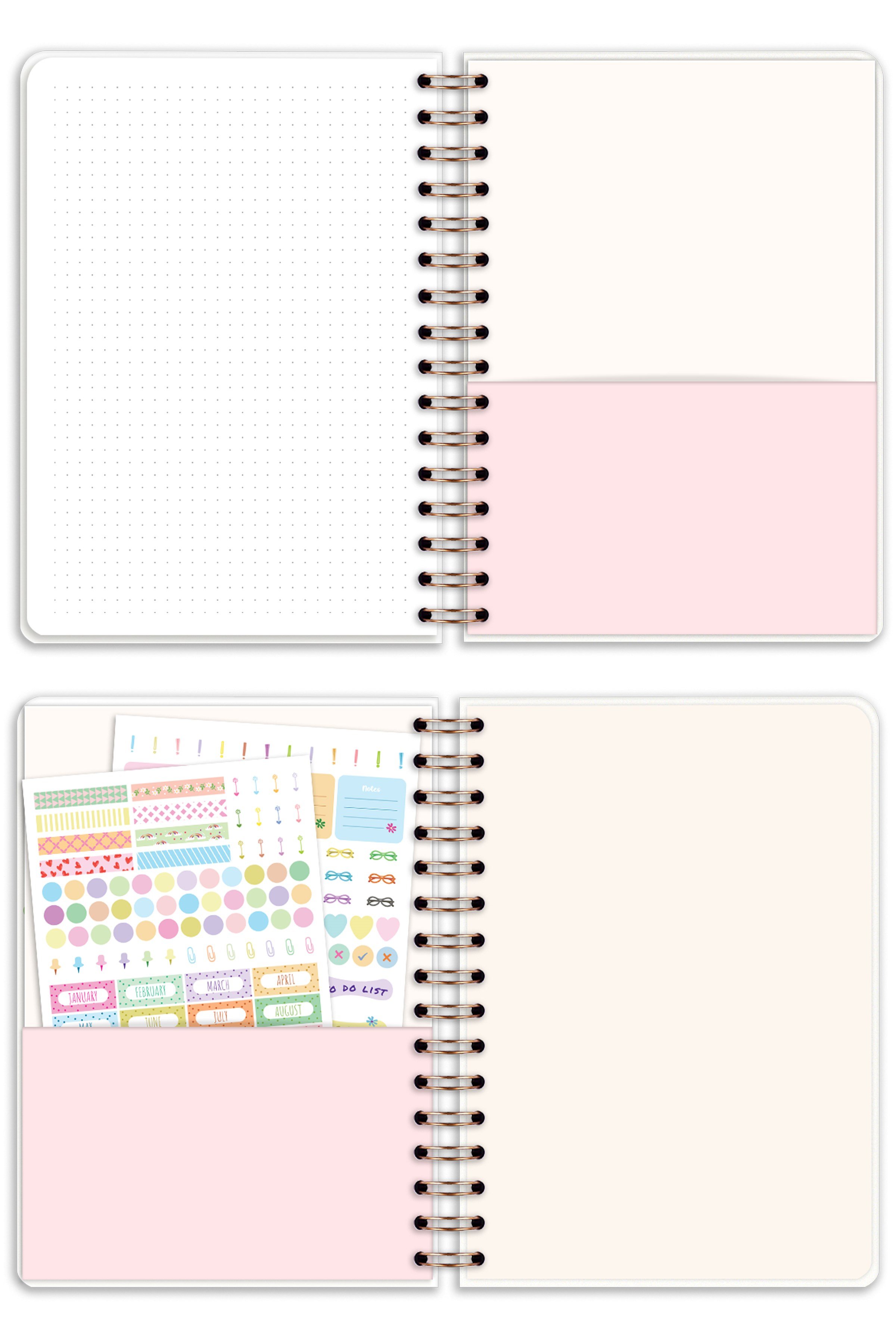 Matt Notebook 2027 Yılı A5 Ajanda Spiralli 15x21 cm - 12 Aylık Kalpler