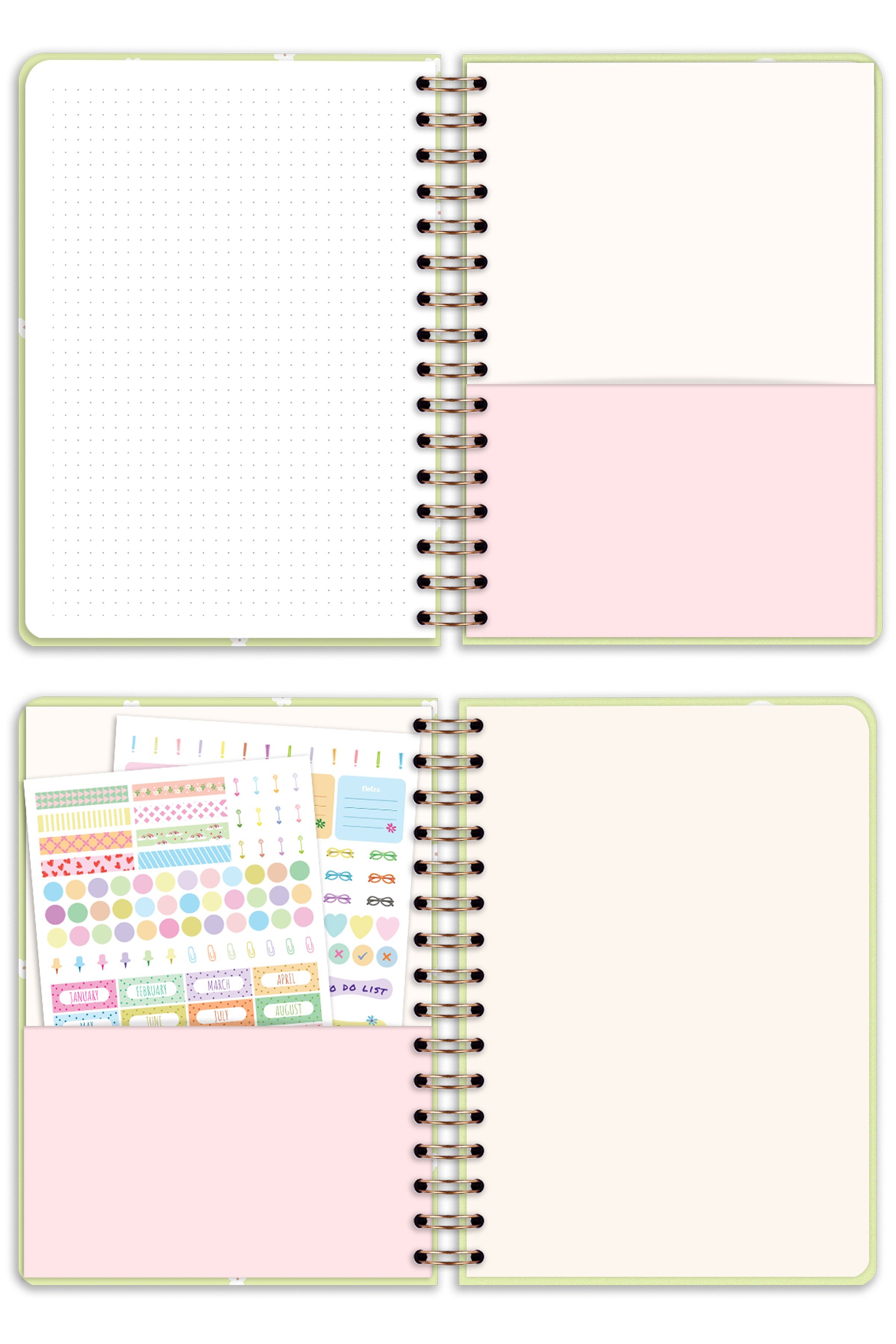 Matt Notebook 2027 Yılı A5 Ajanda Spiralli 15x21 cm - 12 Aylık Çiçekler