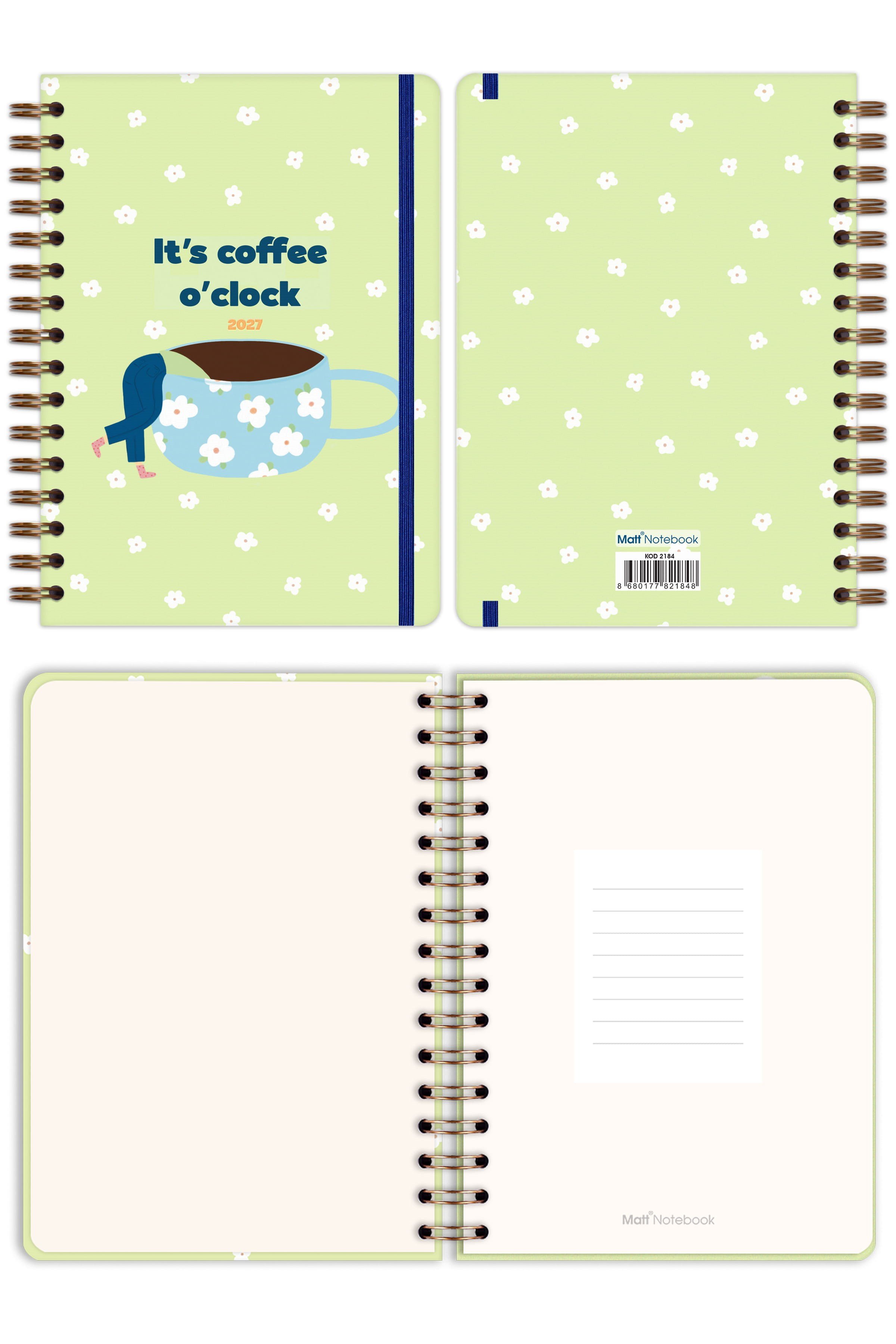 Matt Notebook 2027 Yılı A5 Ajanda Spiralli 15x21 cm - 12 Aylık Çiçekler