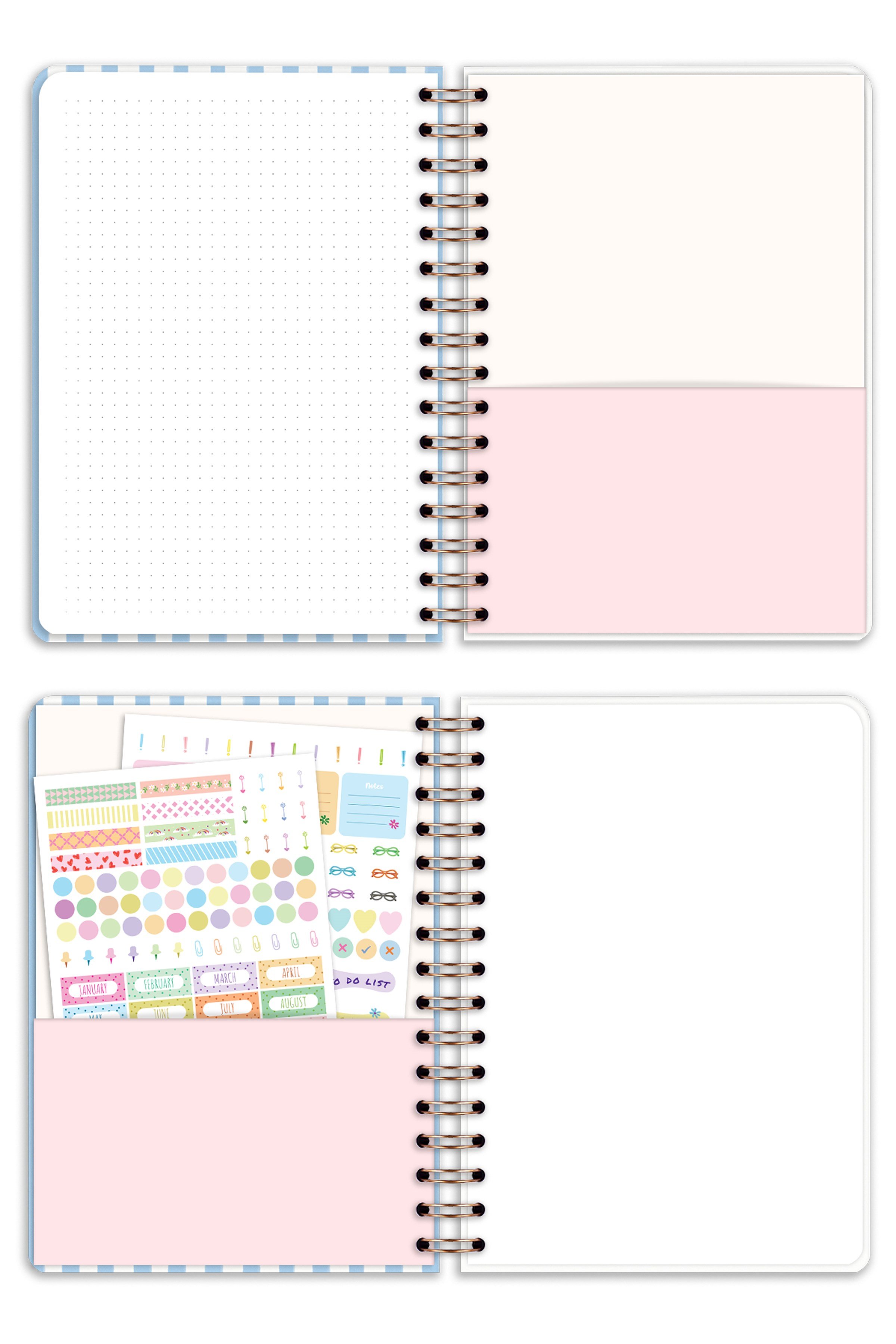 Matt Notebook 2027 Yılı A5 Haftalık Ajanda Spiralli 15x21 cm - 12 Aylık - Motivasyon Sayfalı Kiraz