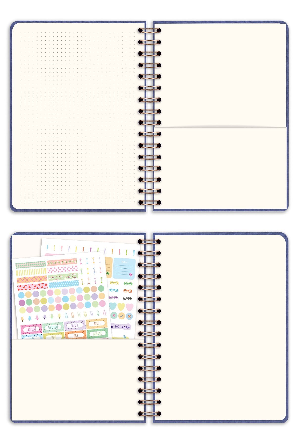 Matt Notebook 2027 Yılı A5 Keten Ajanda Spiralli 15x21 cm - 12 Aylık Lila