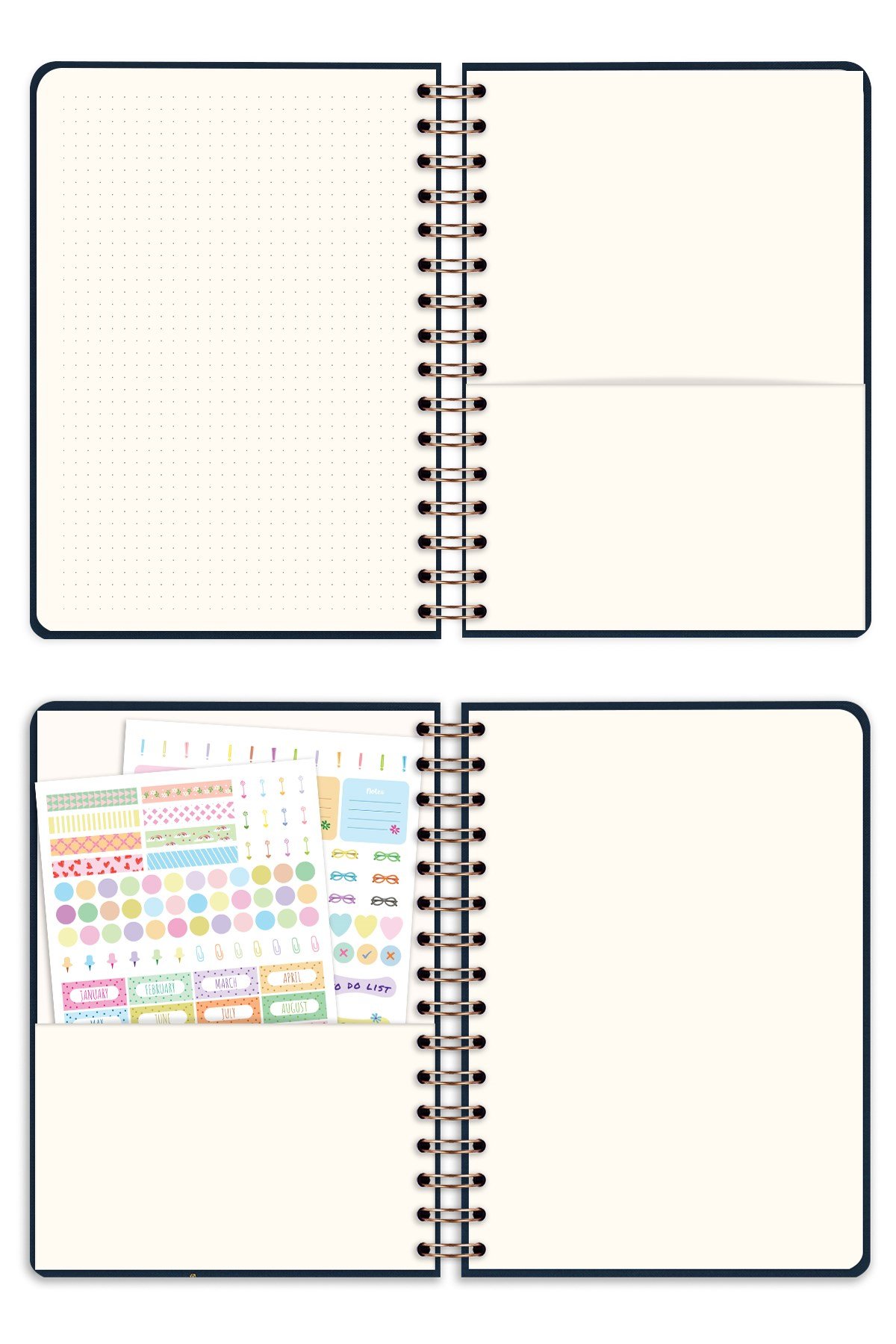 Matt Notebook 2027 Yılı A5 Keten Ajanda Spiralli 15x21 cm - 12 Aylık Lacivert