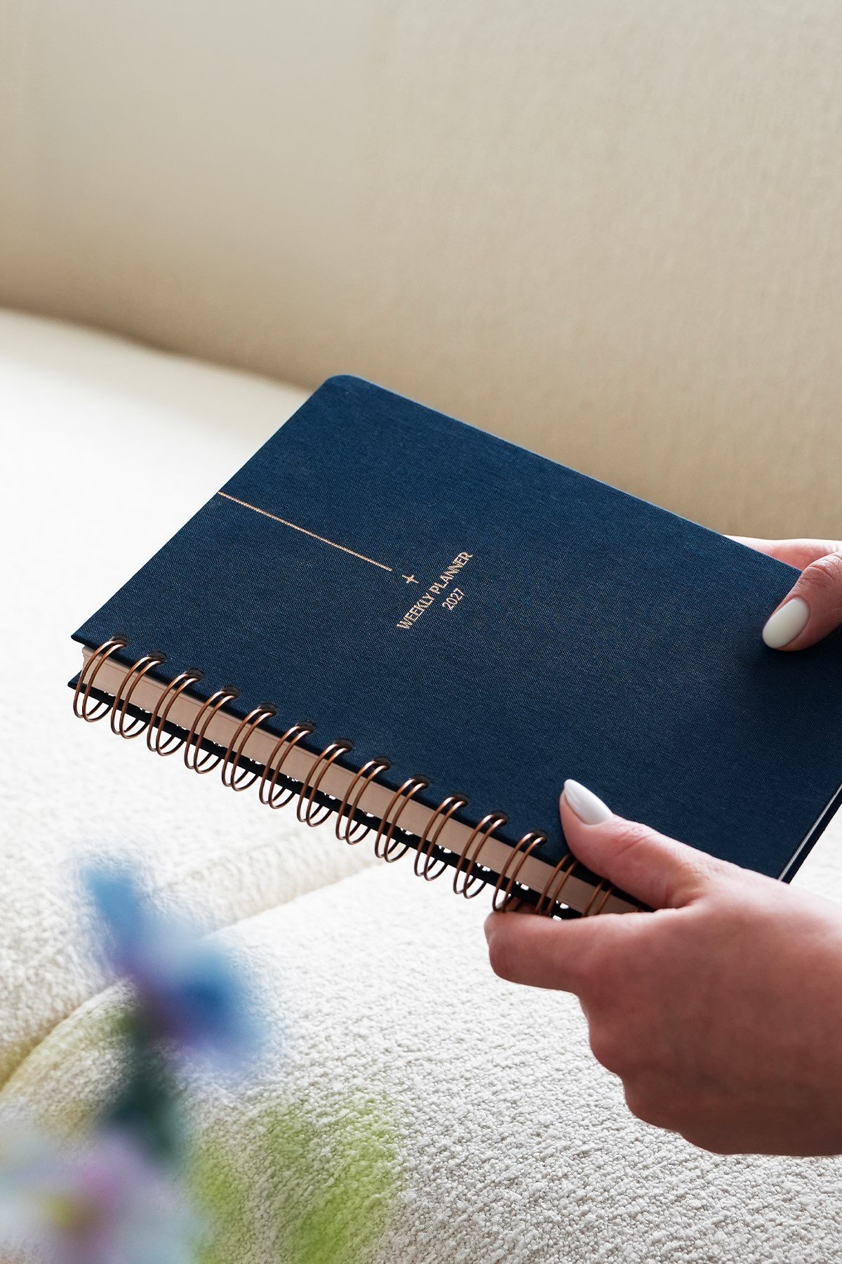 Matt Notebook 2027 Yılı A5 Keten Ajanda Spiralli 15x21 cm - 12 Aylık Lacivert