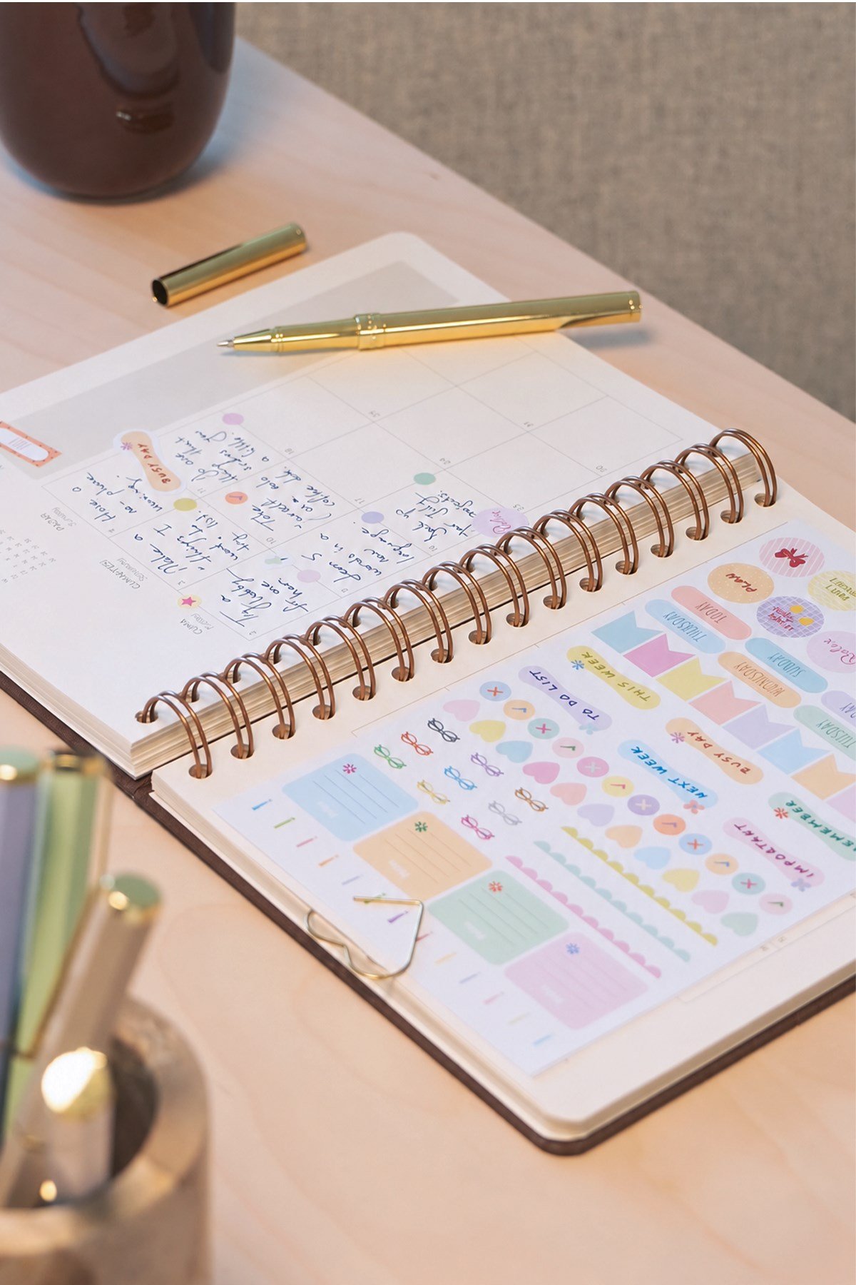 Matt Notebook 2027 Yılı A5 Keten Ajanda Spiralli 15x21 cm - 12 Aylık Kahverengi