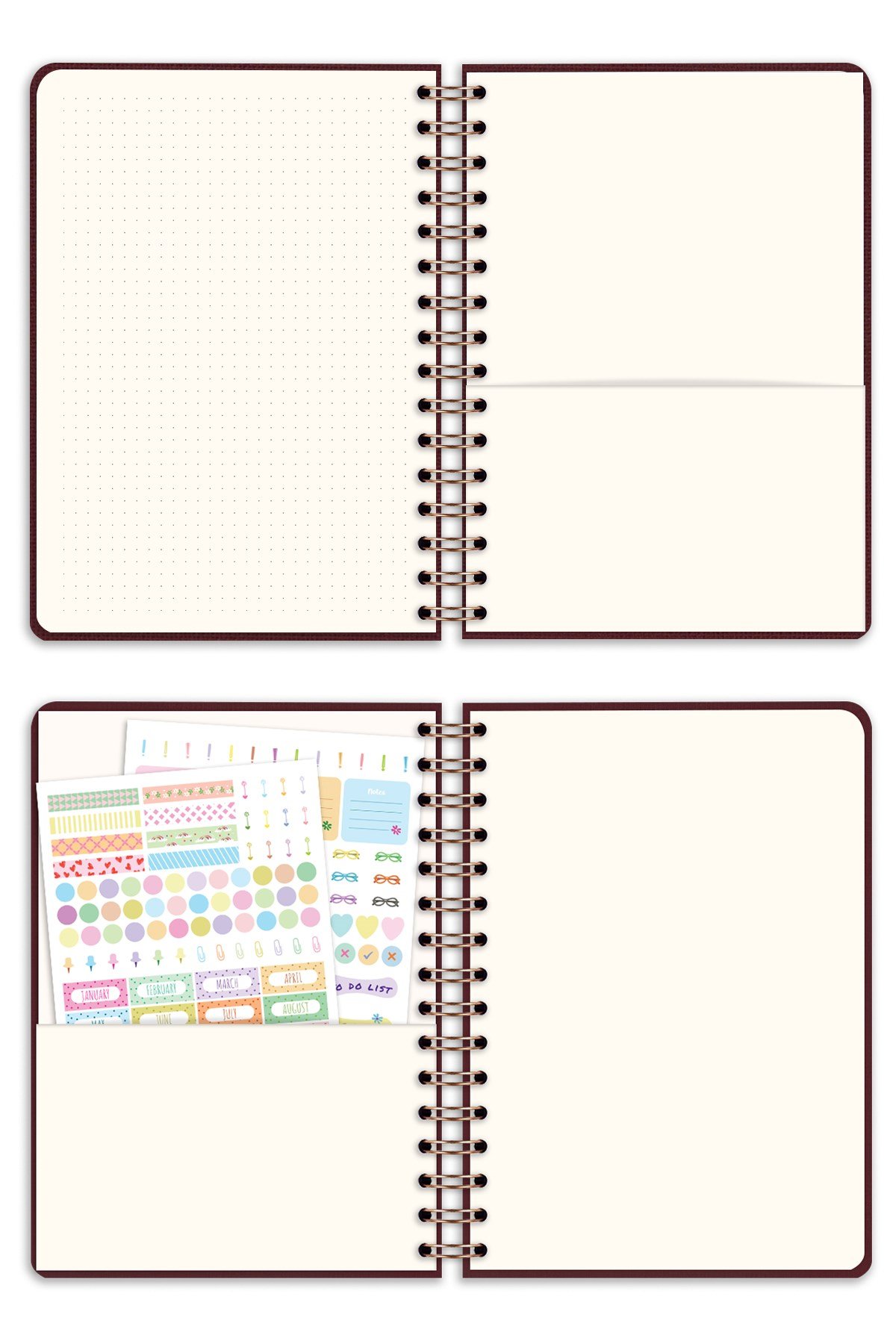 Matt Notebook 2027 Yılı A5 Keten Ajanda Spiralli 15x21 cm - 12 Aylık Bordo