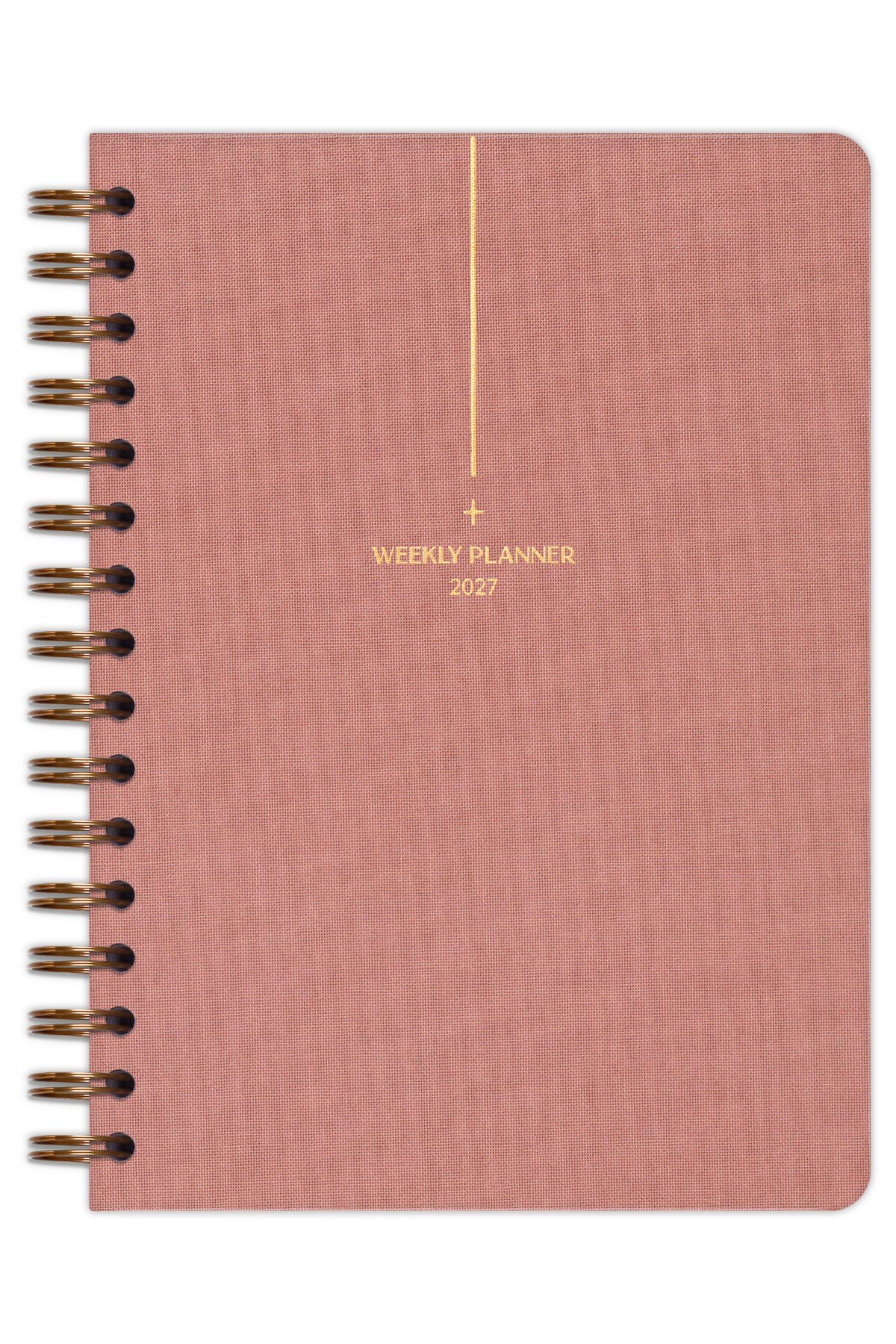 Matt Notebook 2027 Yılı A5 Keten Ajanda Spiralli 15x21 cm - 12 Aylık Pembe
