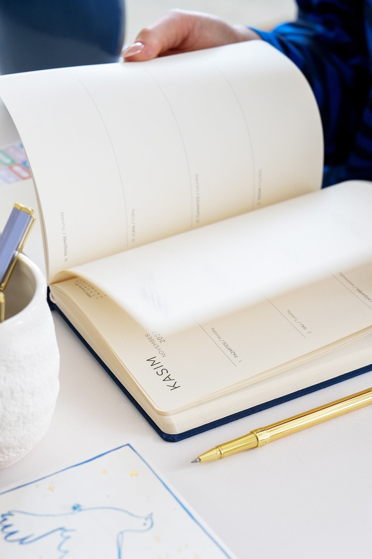 Matt Notebook 2027 Yılı A5 Keten Haftalık Ajanda 15x21 cm - 12 Aylık Lacivert