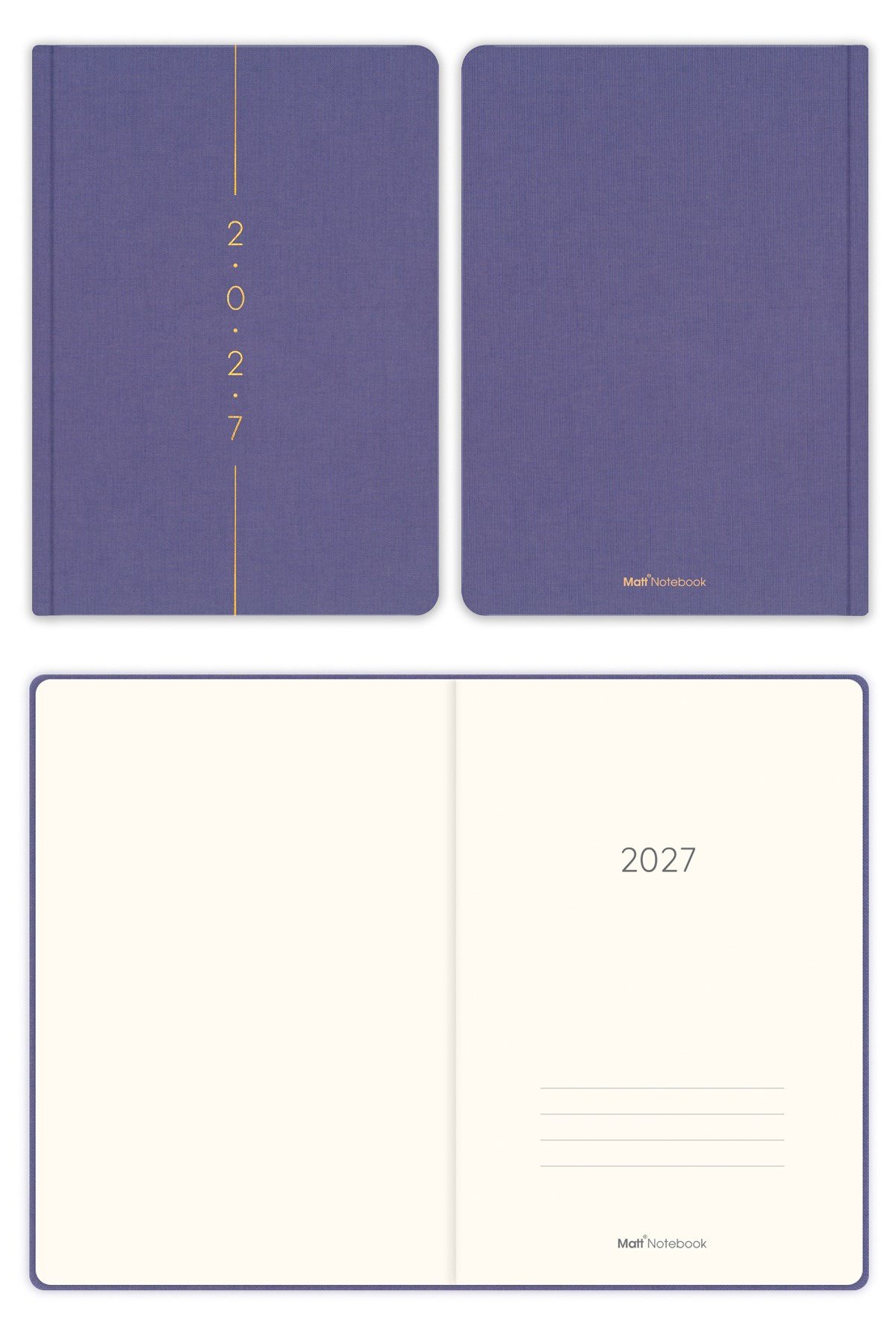 Matt Notebook 2027 Yılı A5 Keten Haftalık Ajanda 15x21 cm - 12 Aylık Lila
