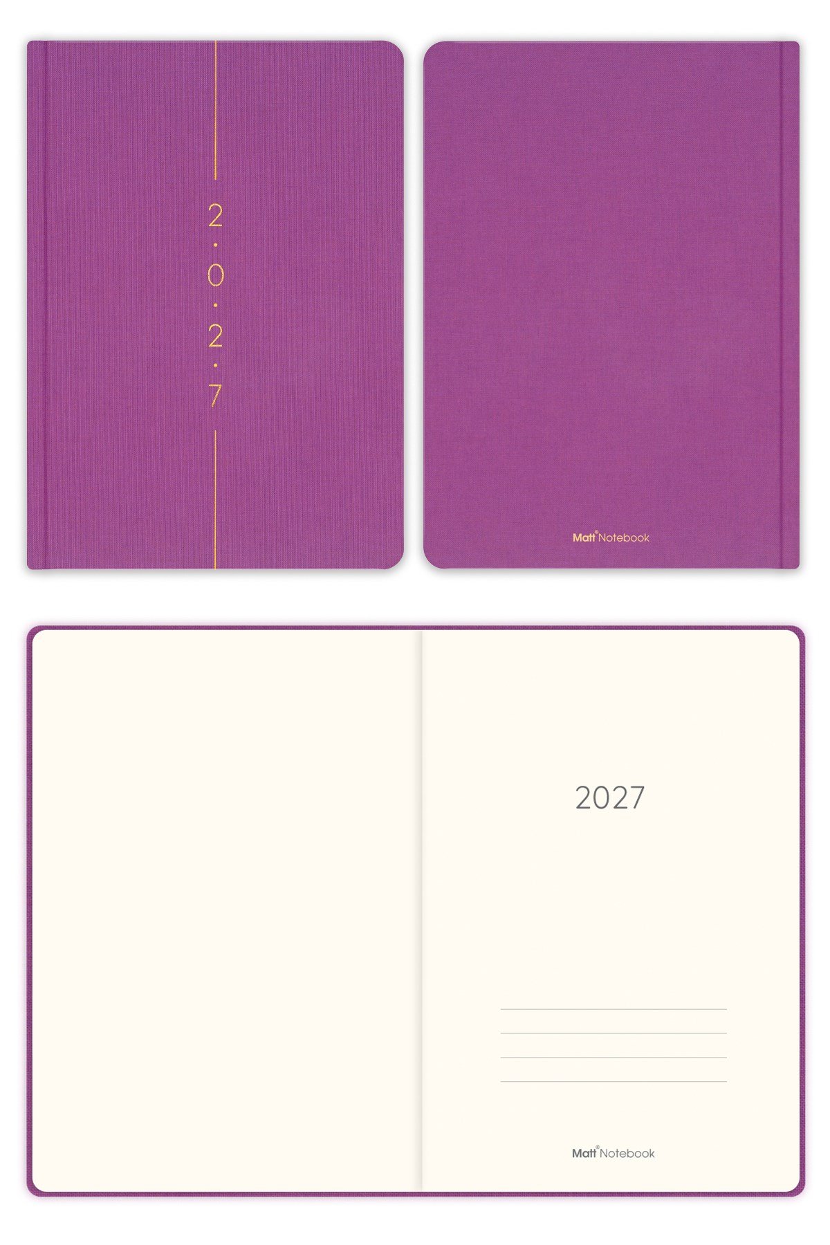 Matt Notebook 2027 Yılı A5 Keten Haftalık Ajanda 15x21 cm - 12 Aylık Menekşe
