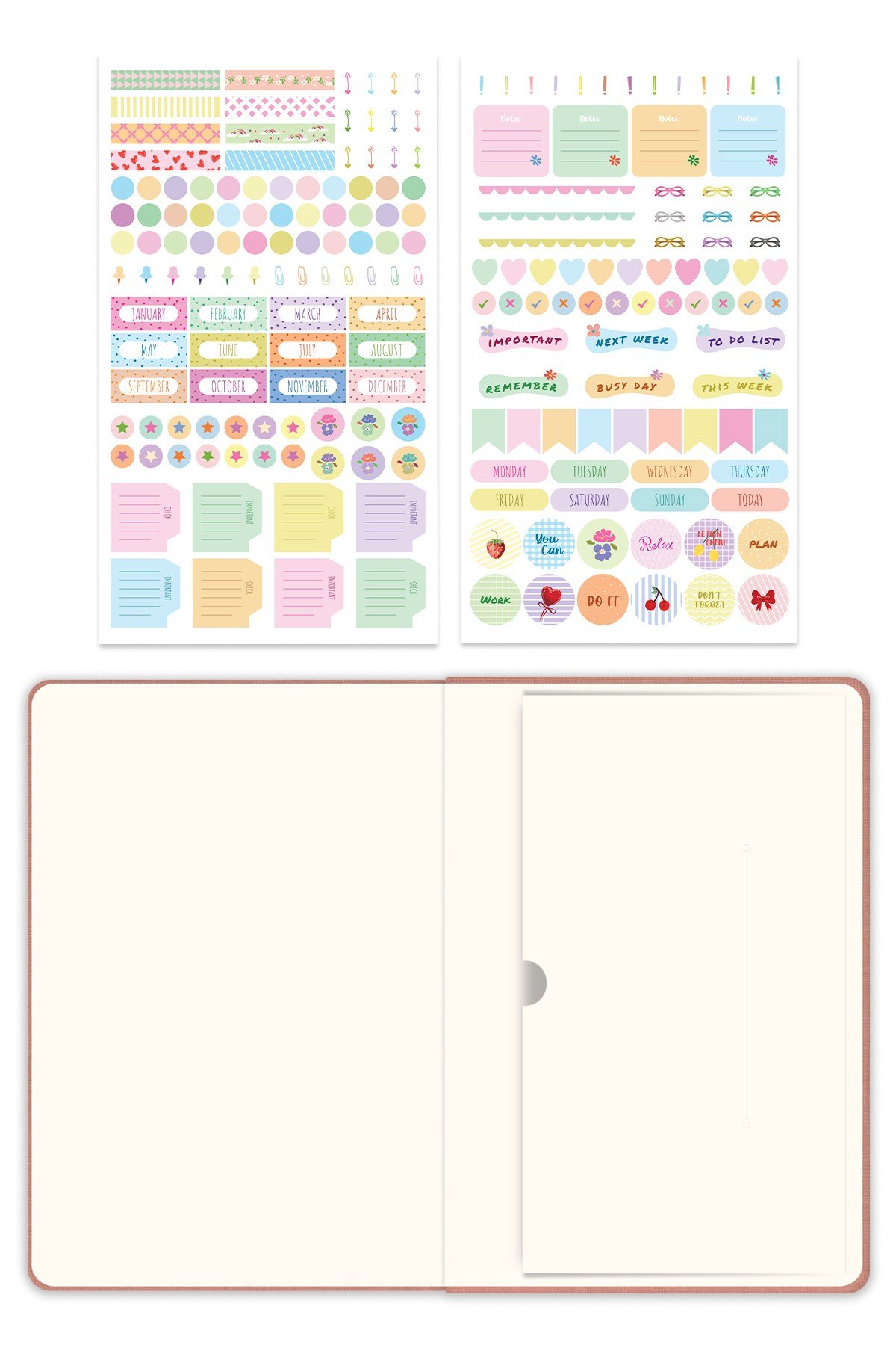 Matt Notebook 2027 Yılı A5 Keten Haftalık Ajanda 15x21 cm - 12 Aylık Pembe