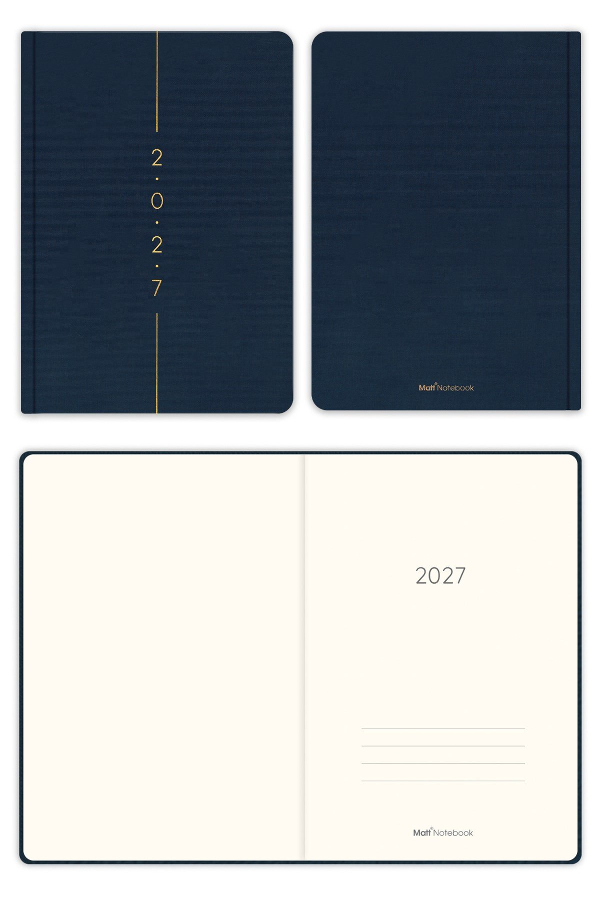 Matt Notebook 2027 Yılı A5 Keten Haftalık Ajanda 15x21 cm - 12 Aylık Lacivert