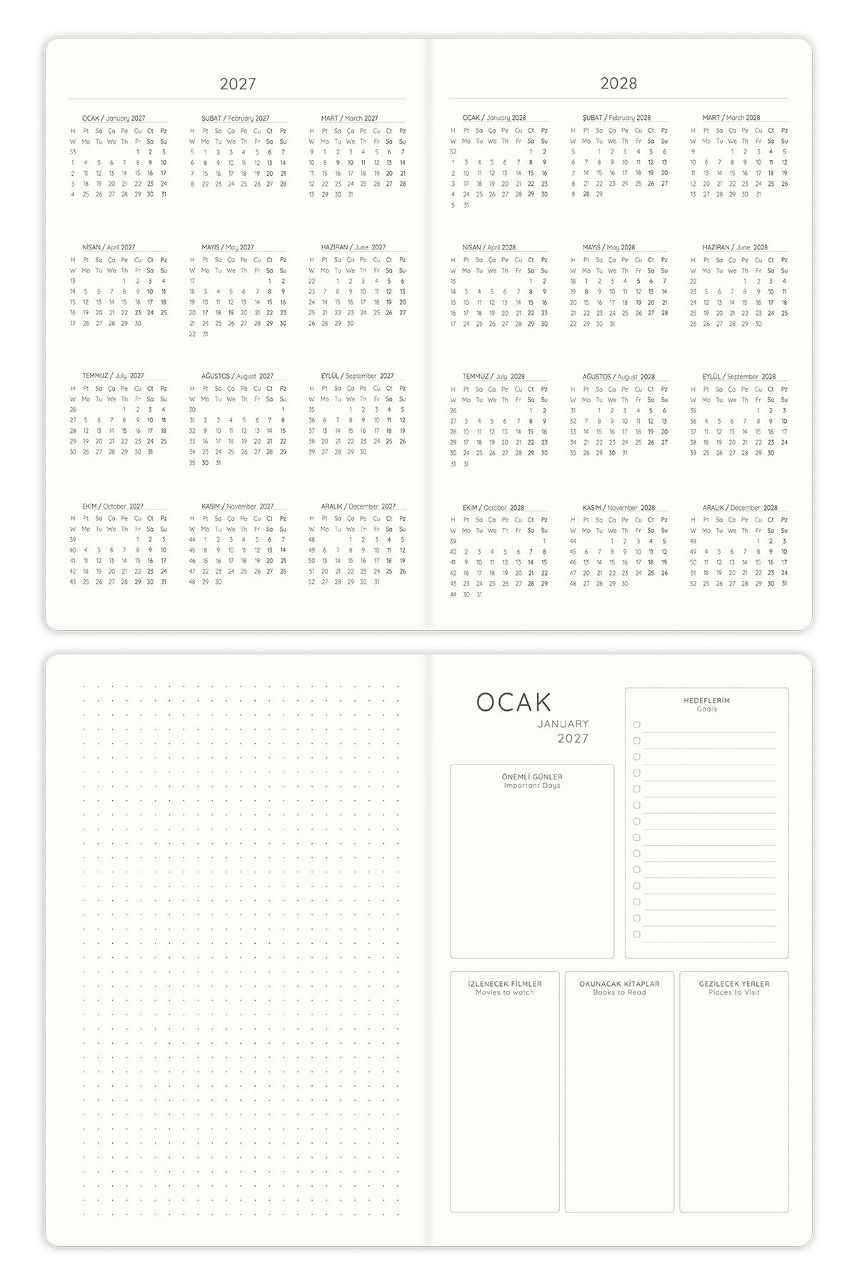 Matt Notebook 2027 Yılı A5 Keten Haftalık Ajanda 15x21 cm - 12 Aylık Tarçın