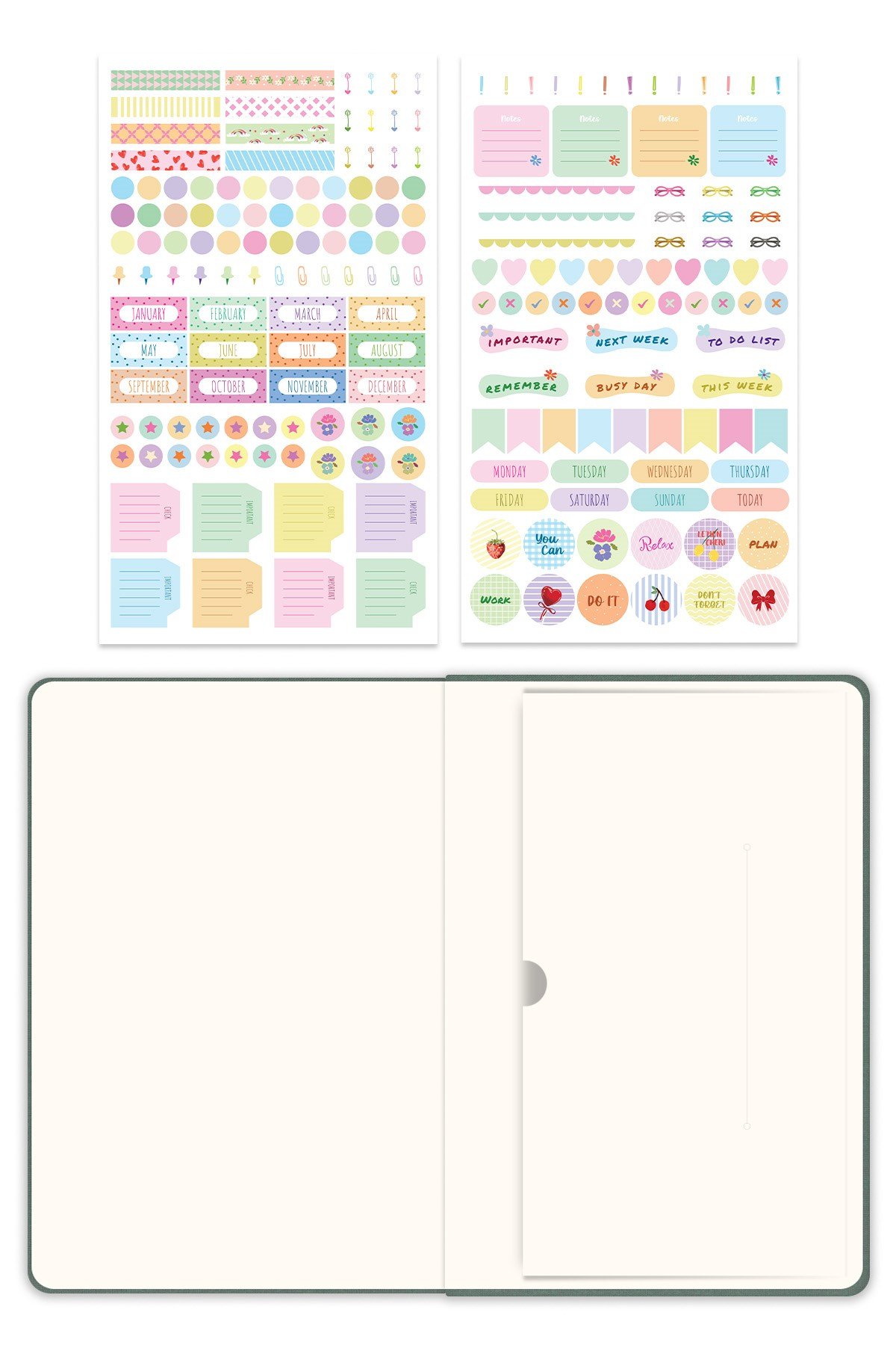 Matt Notebook 2027 Yılı A5 Keten Haftalık Ajanda 15x21 cm - 12 Aylık Yeşil
